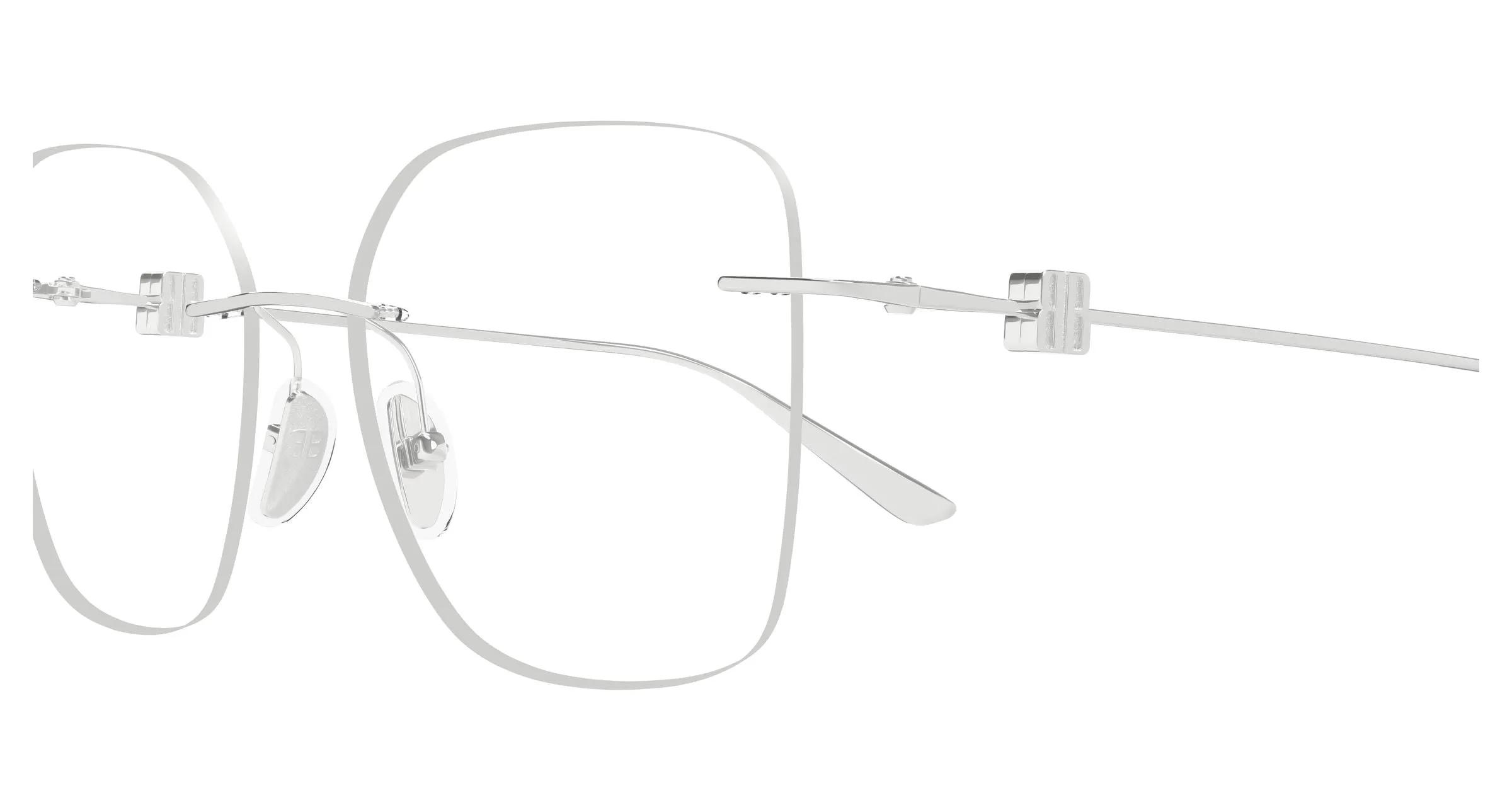 Balenciaga BB0537O 001 Montature da vista Metallo Argento Trasparente Squadrata - immagine 3