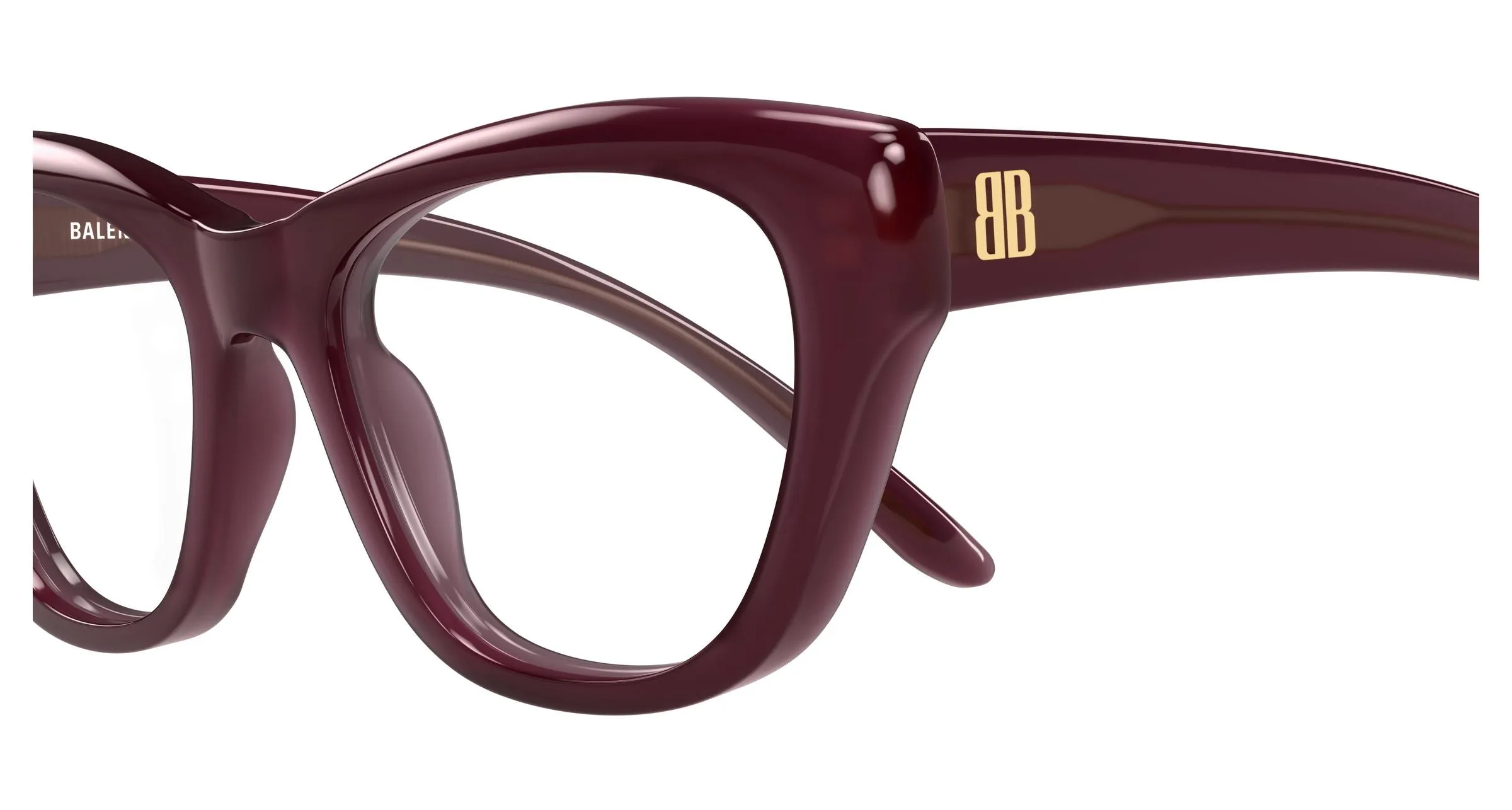 Balenciaga BB0519O 004 Montature da vista Acetato Bordeaux Trasparente Farfalla - immagine 3