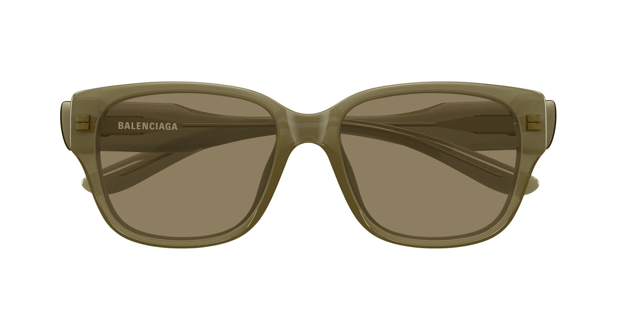 Balenciaga BB0512SK 004 Occhiali da sole Acetato Verde Marrone Squadrata - immagine 2