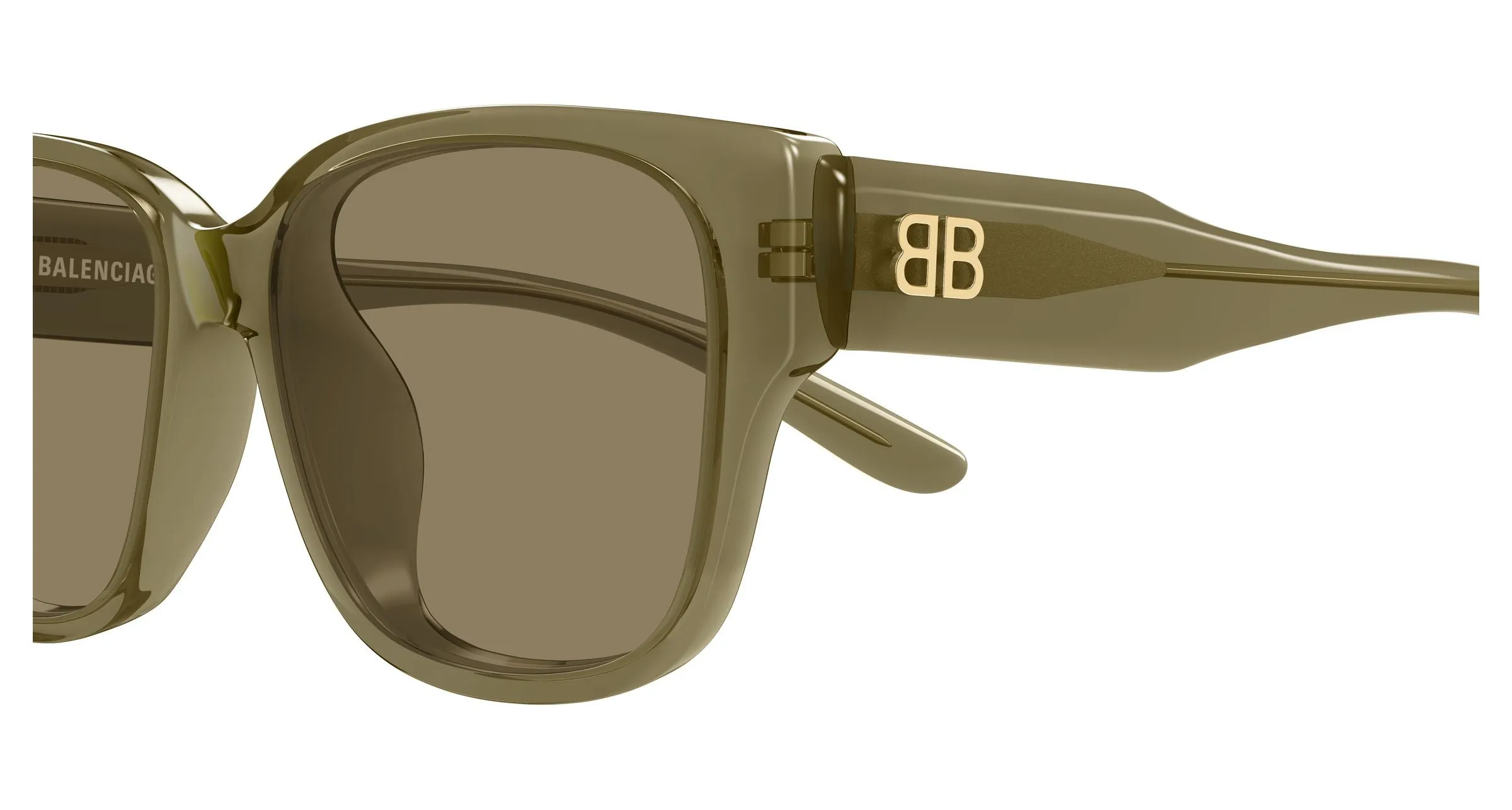 Balenciaga BB0512SK 004 Occhiali da sole Acetato Verde Marrone Squadrata - immagine 3