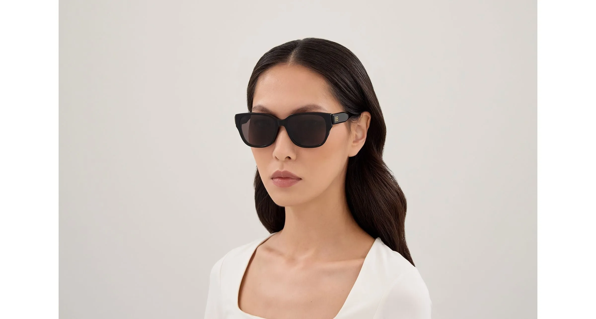 Balenciaga BB0512SK 001 Occhiali da sole Acetato Nero Grigio Squadrata - immagine 4