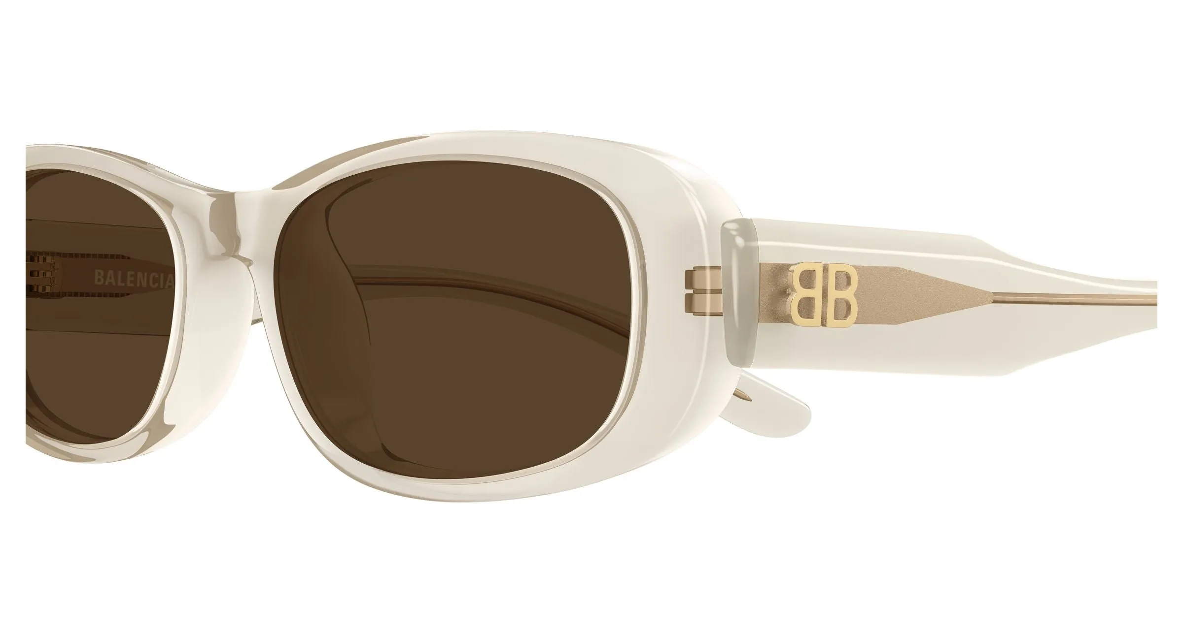 Balenciaga BB0511SK 004 Occhiali da sole Acetato Beige Marrone Squadrata - immagine 3