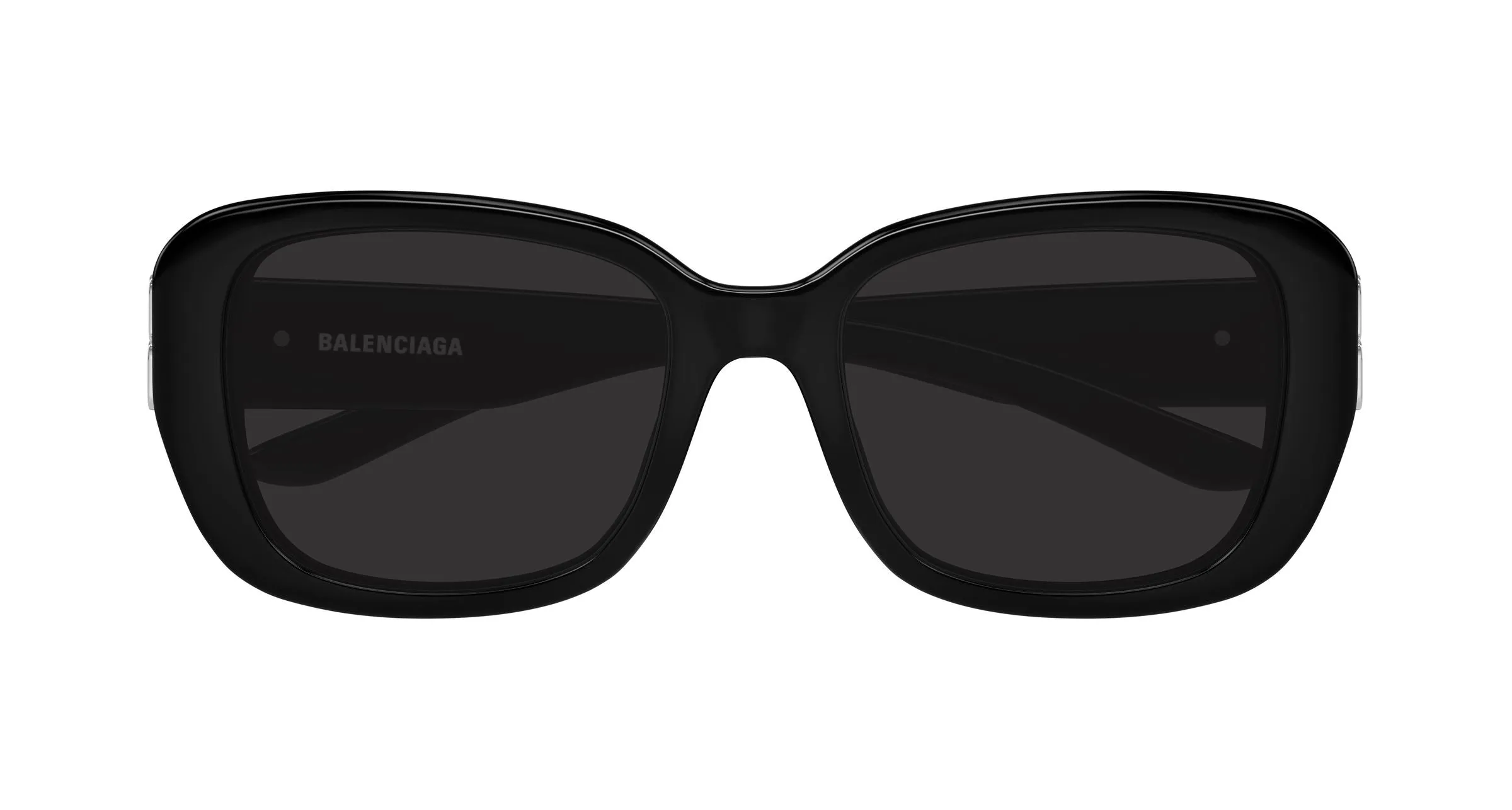 Balenciaga BB0508SK 005 Occhiali da sole Acetato Nero Grigio Squadrata - immagine 2