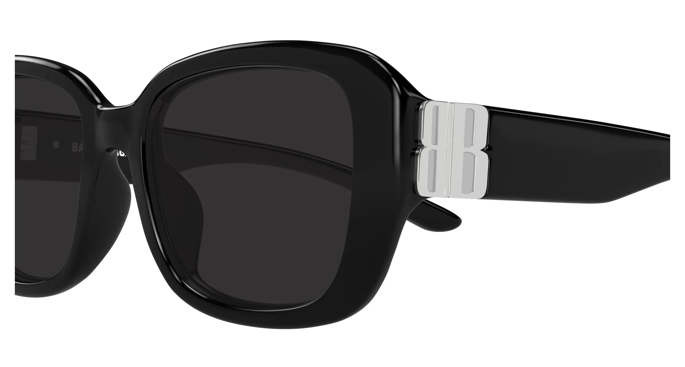 Balenciaga BB0508SK 005 Occhiali da sole Acetato Nero Grigio Squadrata - immagine 3