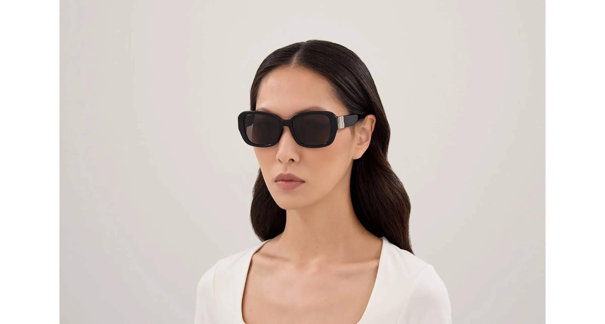 Balenciaga BB0508SK 005 Occhiali da sole Acetato Nero Grigio Squadrata - immagine 4