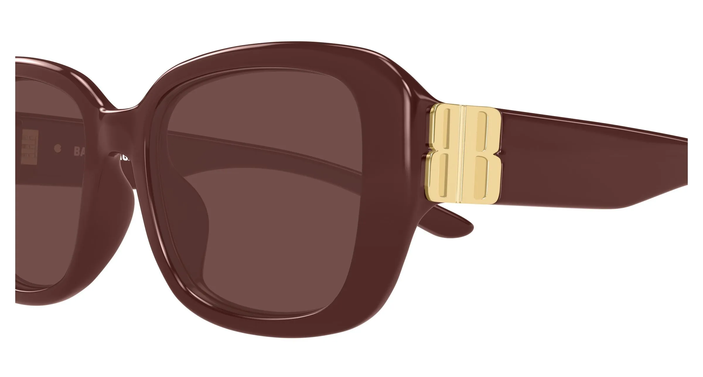 Balenciaga BB0508SK 004 Occhiali da sole Acetato Bordeaux Marrone Squadrata - immagine 3