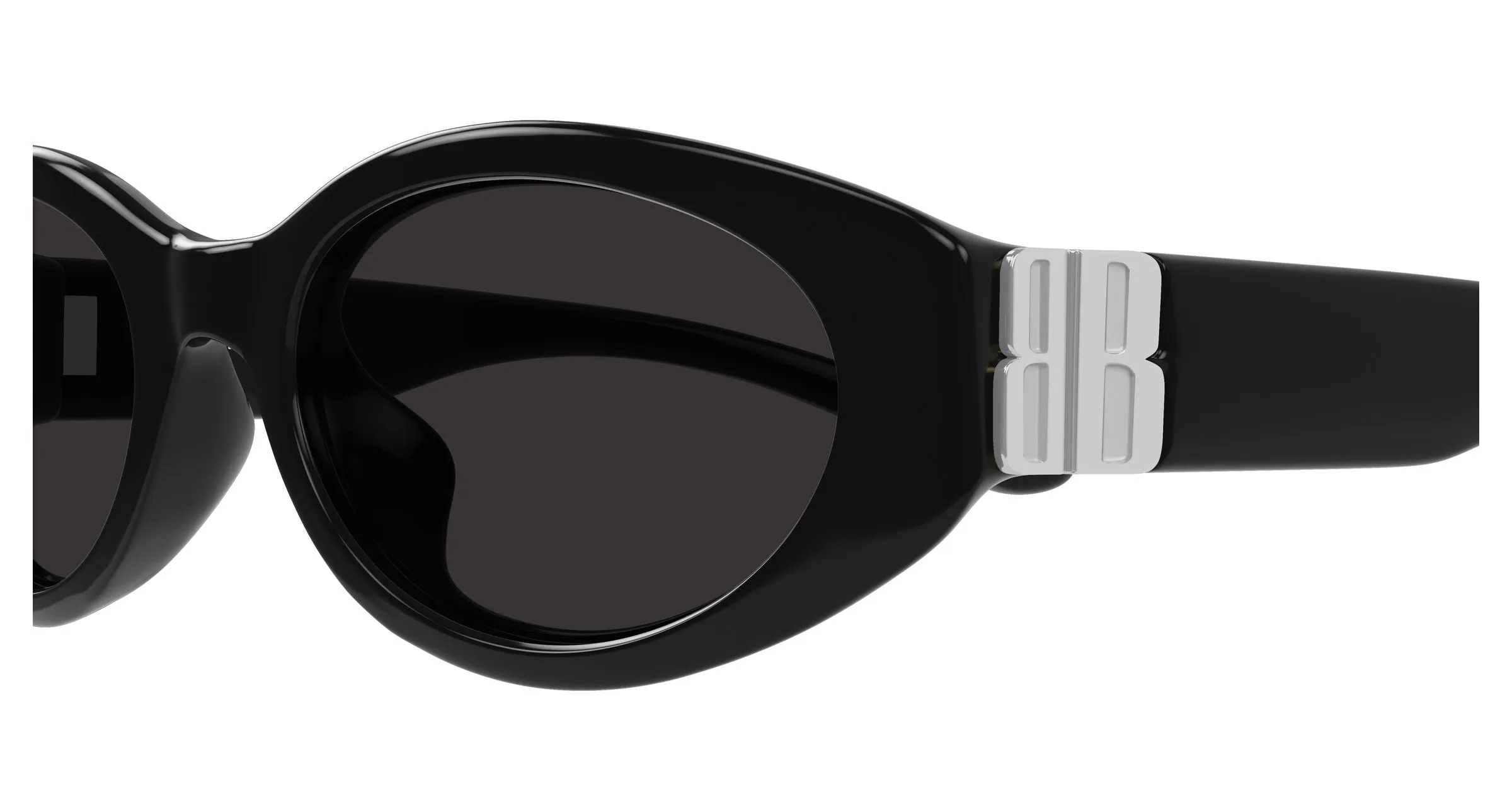 Balenciaga BB0507SK 005 Occhiali da sole Acetato Nero Grigio Rotonda - immagine 3
