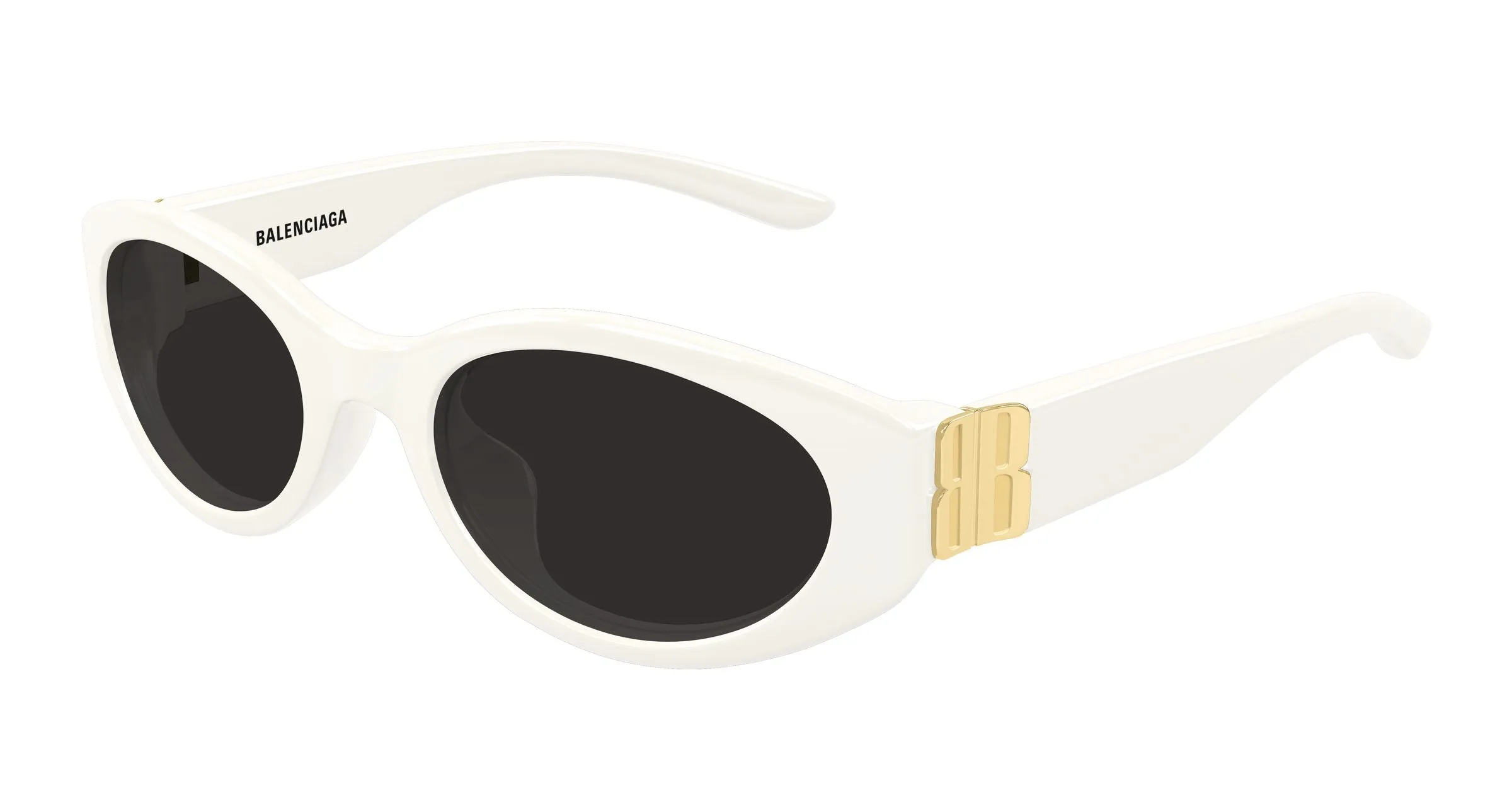 Balenciaga BB0507SK 003 Occhiali da sole Acetato Bianco Grigio Rotonda - immagine 1