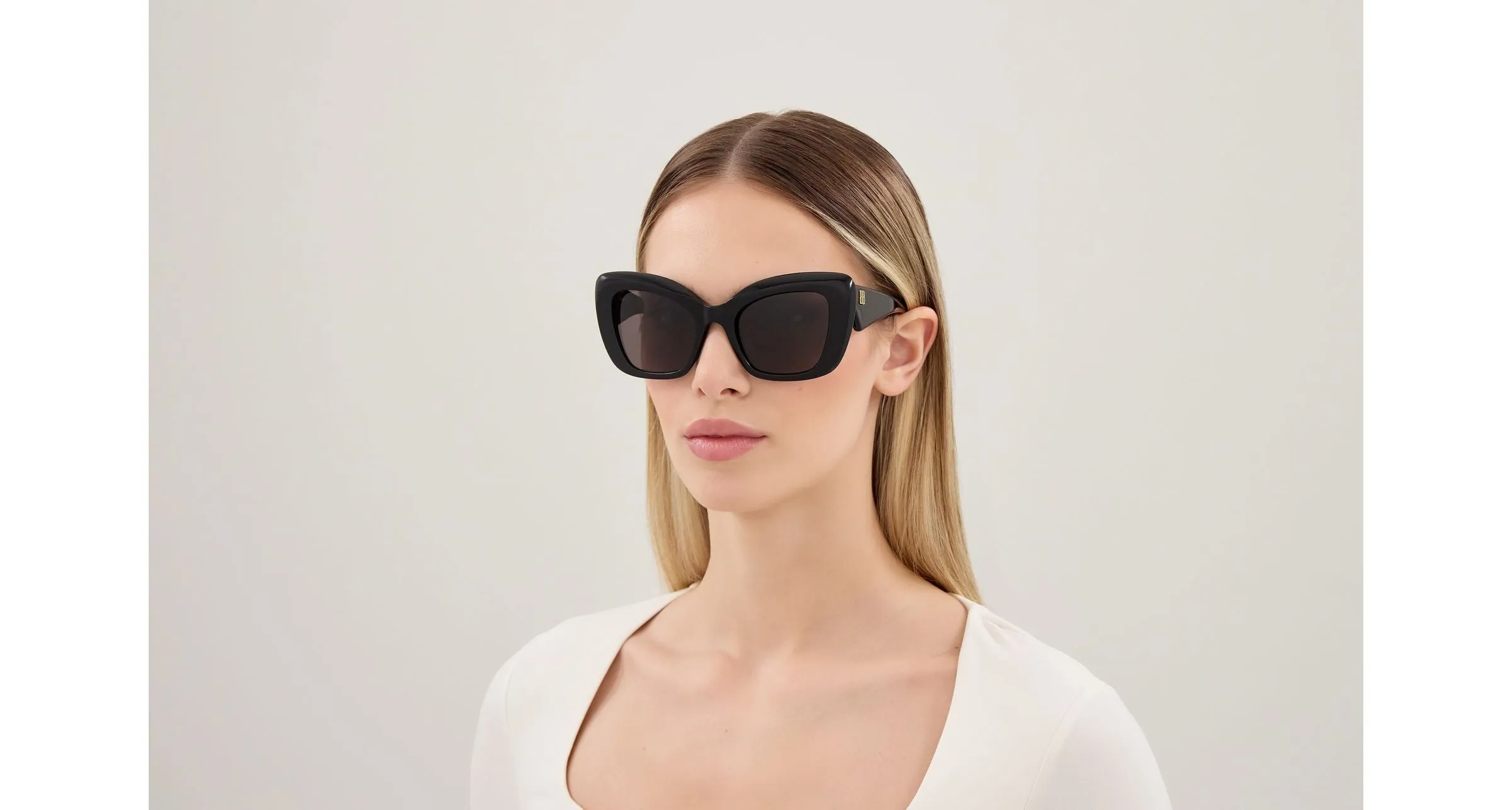 Balenciaga BB0503S 001 Occhiali da sole Acetato Nero Grigio Farfalla - immagine 4