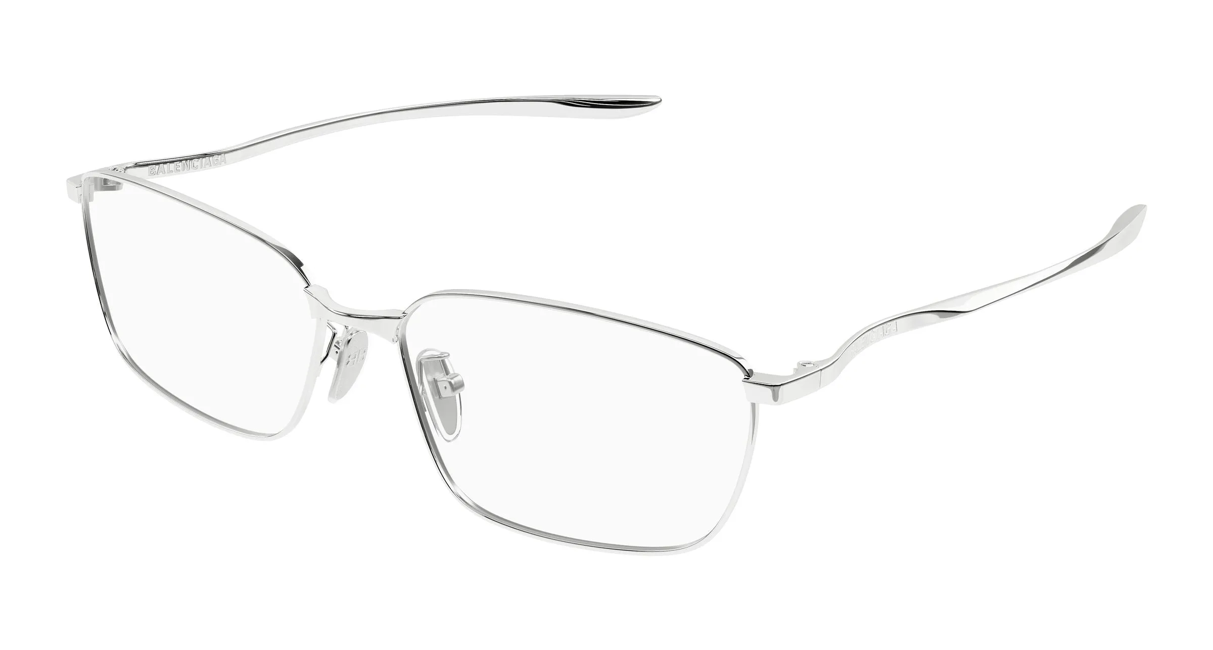 Balenciaga BB0497OA 001 Montature da vista Metallo Argento Trasparente Squadrata - immagine 1