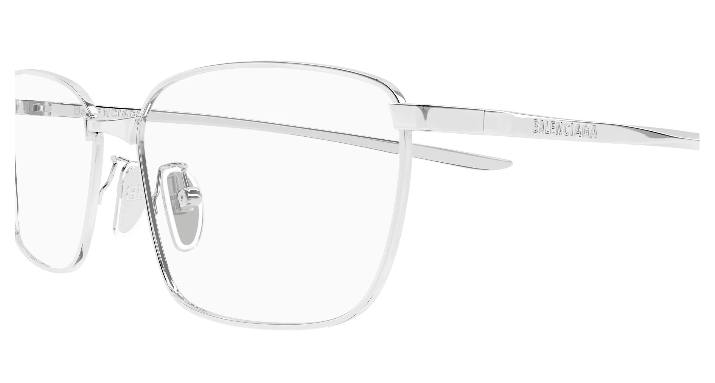 Balenciaga BB0497OA 001 Montature da vista Metallo Argento Trasparente Squadrata - immagine 3