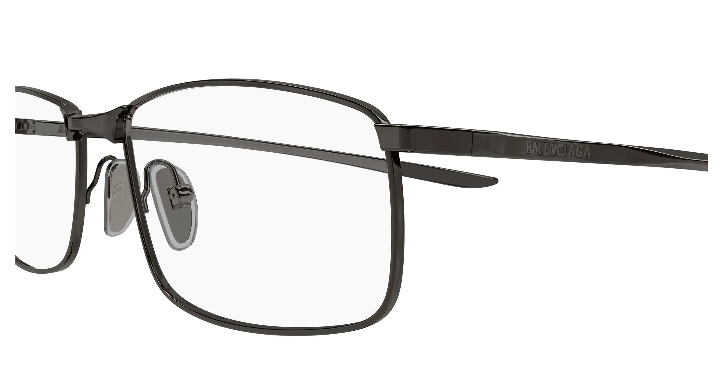 Balenciaga BB0496O 003 Montature da vista Metallo Grigio Trasparente Squadrata - immagine 3