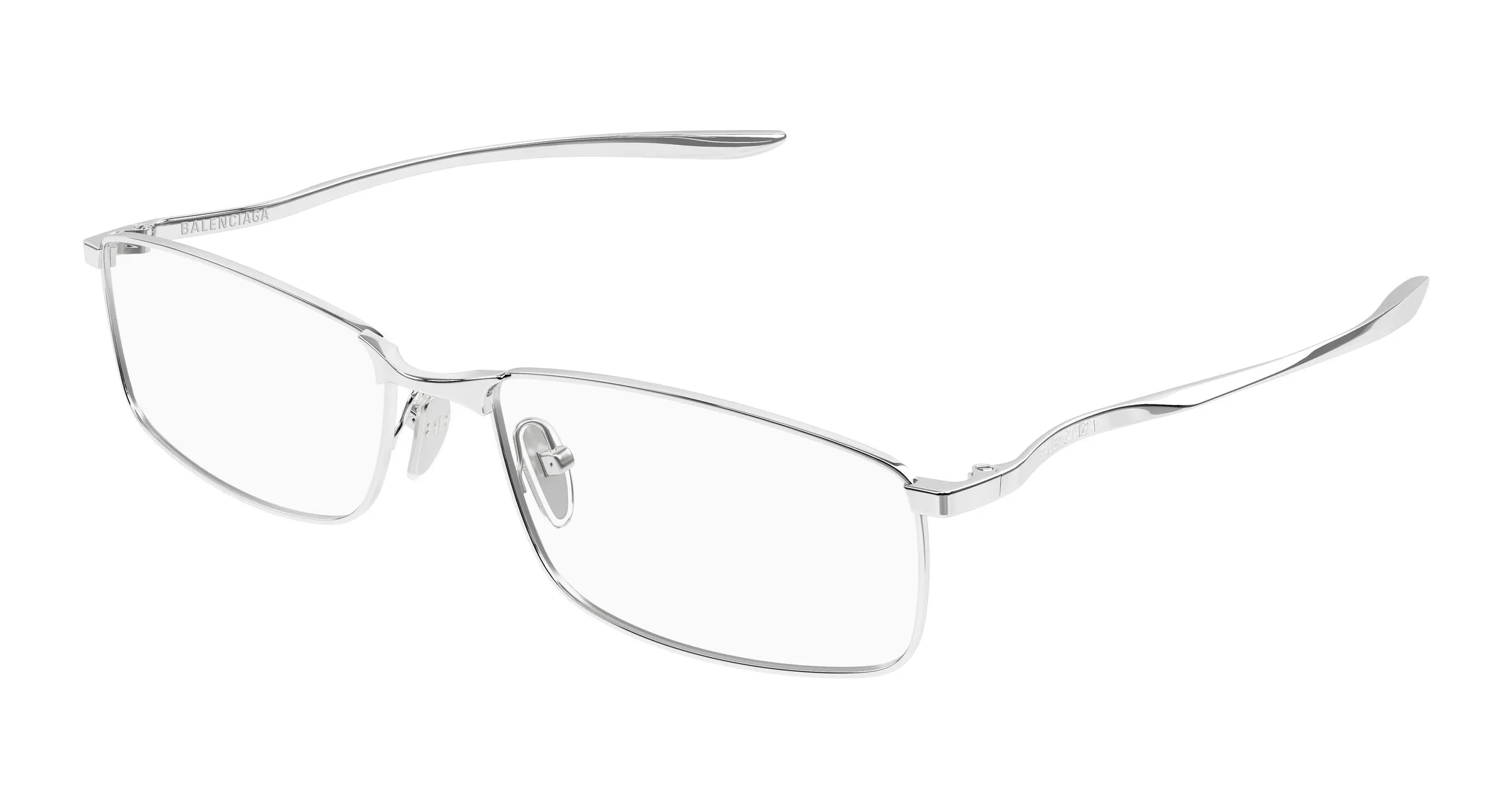 Balenciaga BB0496O 001 Montature da vista Metallo Argento Trasparente Squadrata - immagine 1
