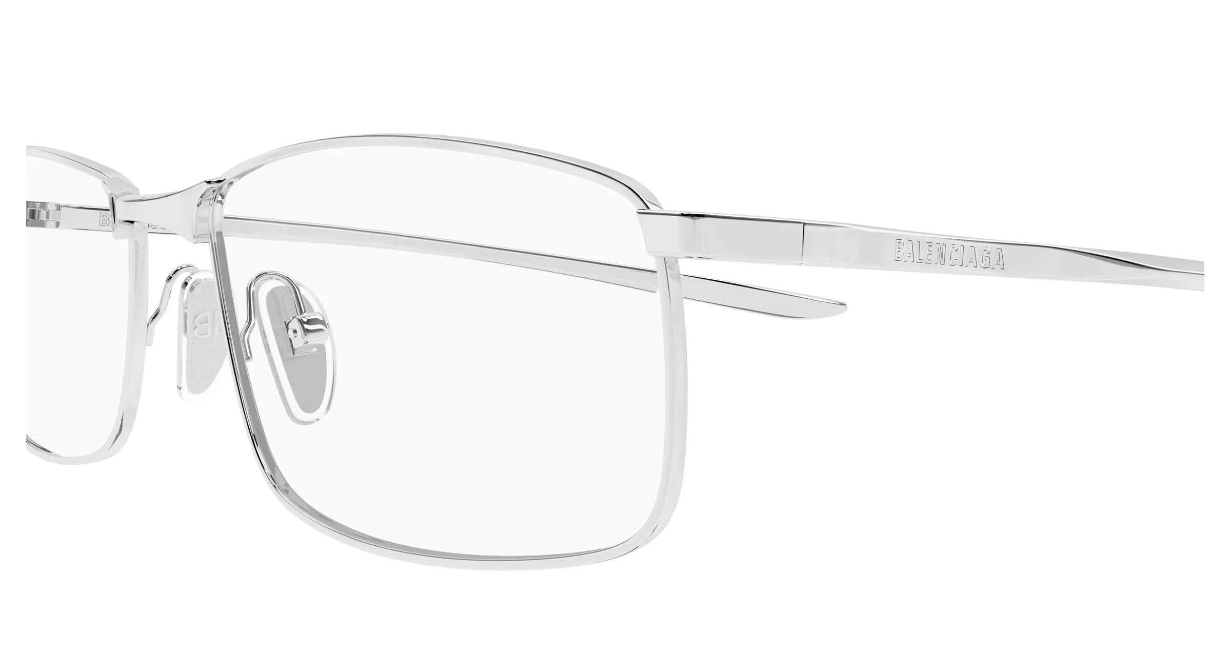 Balenciaga BB0496O 001 Montature da vista Metallo Argento Trasparente Squadrata - immagine 3