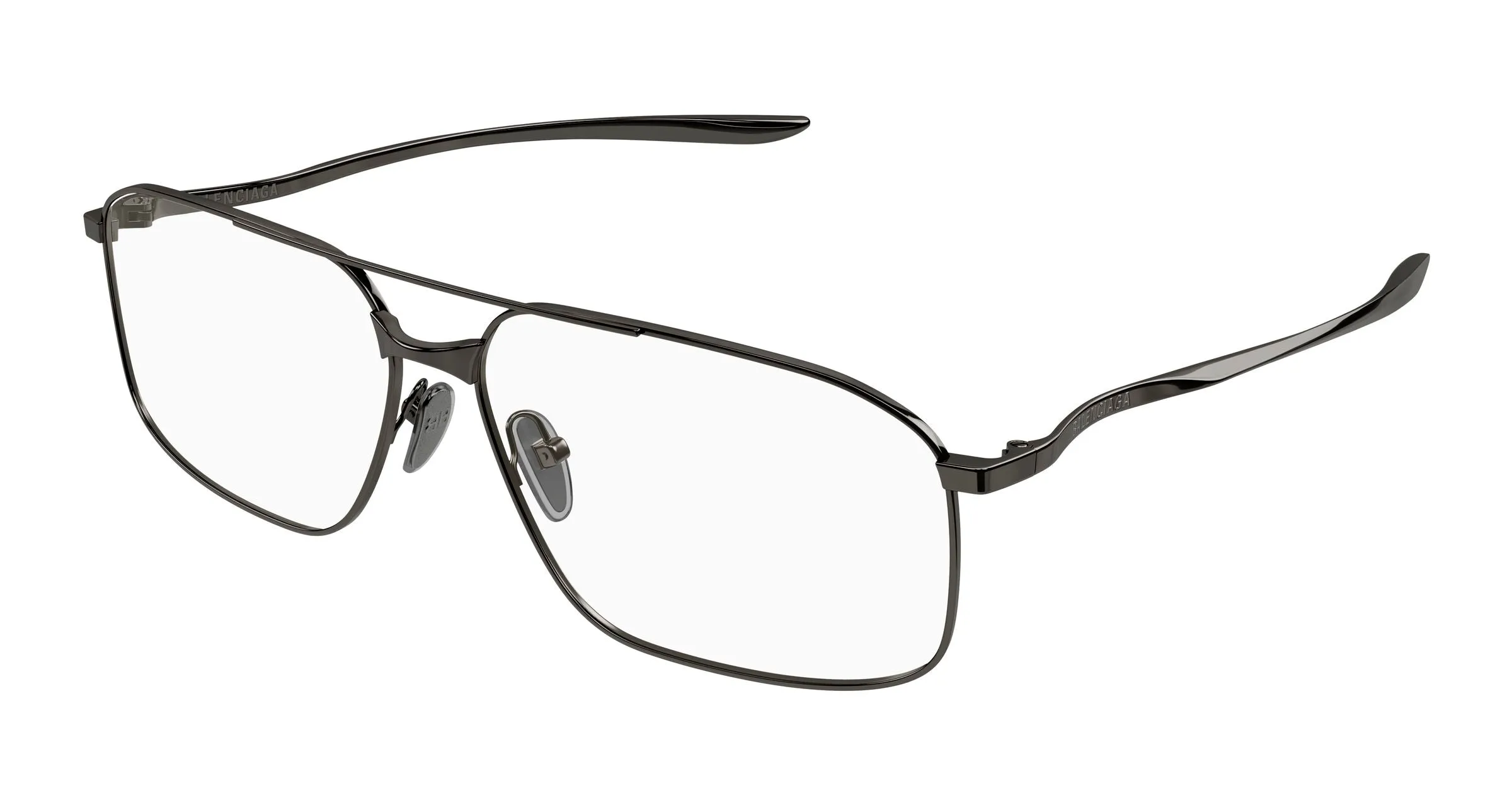 Balenciaga BB0495O 003 Montature da vista Metallo Grigio Trasparente Pilot - immagine 1