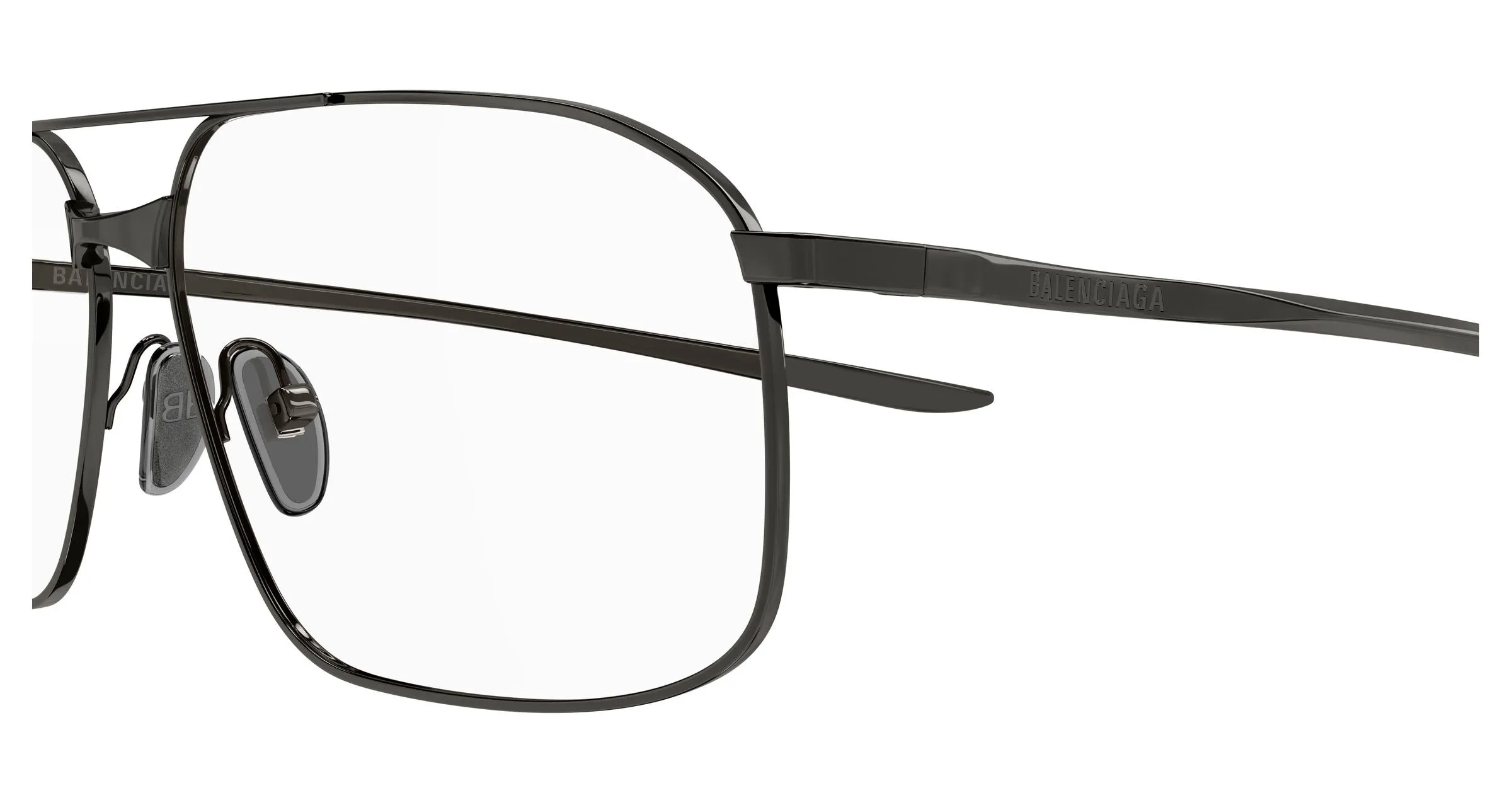 Balenciaga BB0495O 003 Montature da vista Metallo Grigio Trasparente Pilot - immagine 3