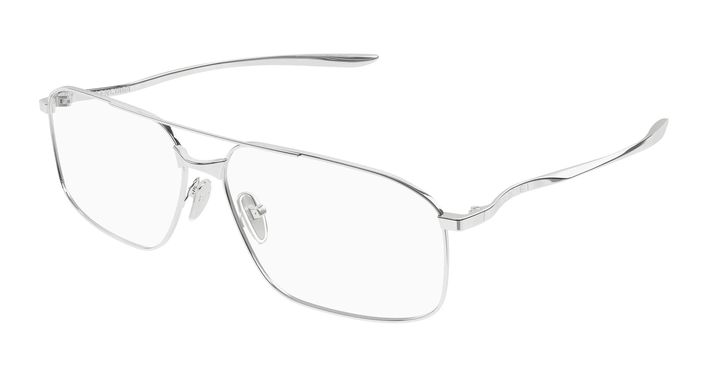 Balenciaga BB0495O 001 Montature da vista Metallo Argento Trasparente Pilot - immagine 1