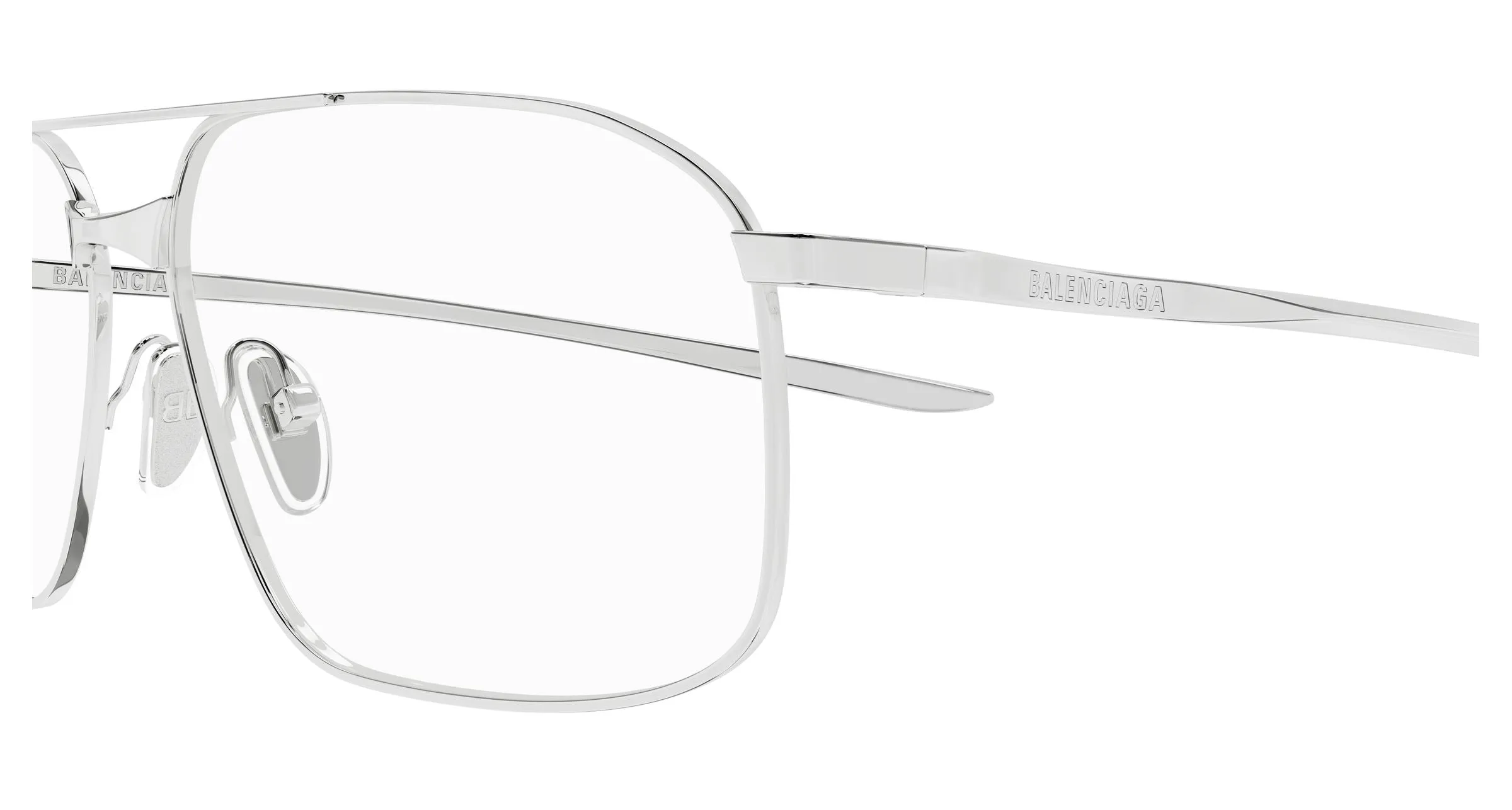 Balenciaga BB0495O 001 Montature da vista Metallo Argento Trasparente Pilot - immagine 3