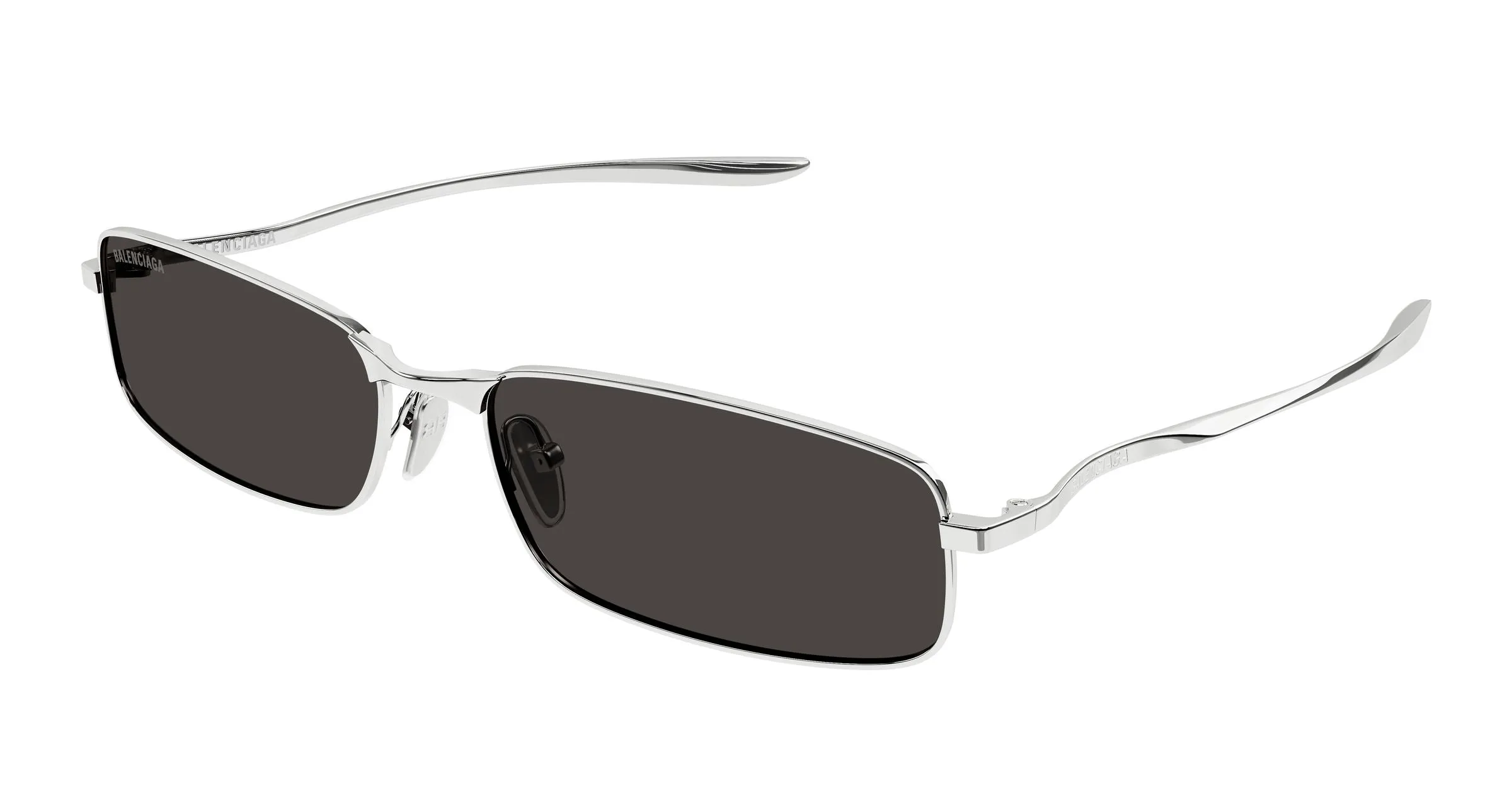 Balenciaga BB0493S 001 Occhiali da sole Metallo Argento Grigio Squadrata - immagine 1