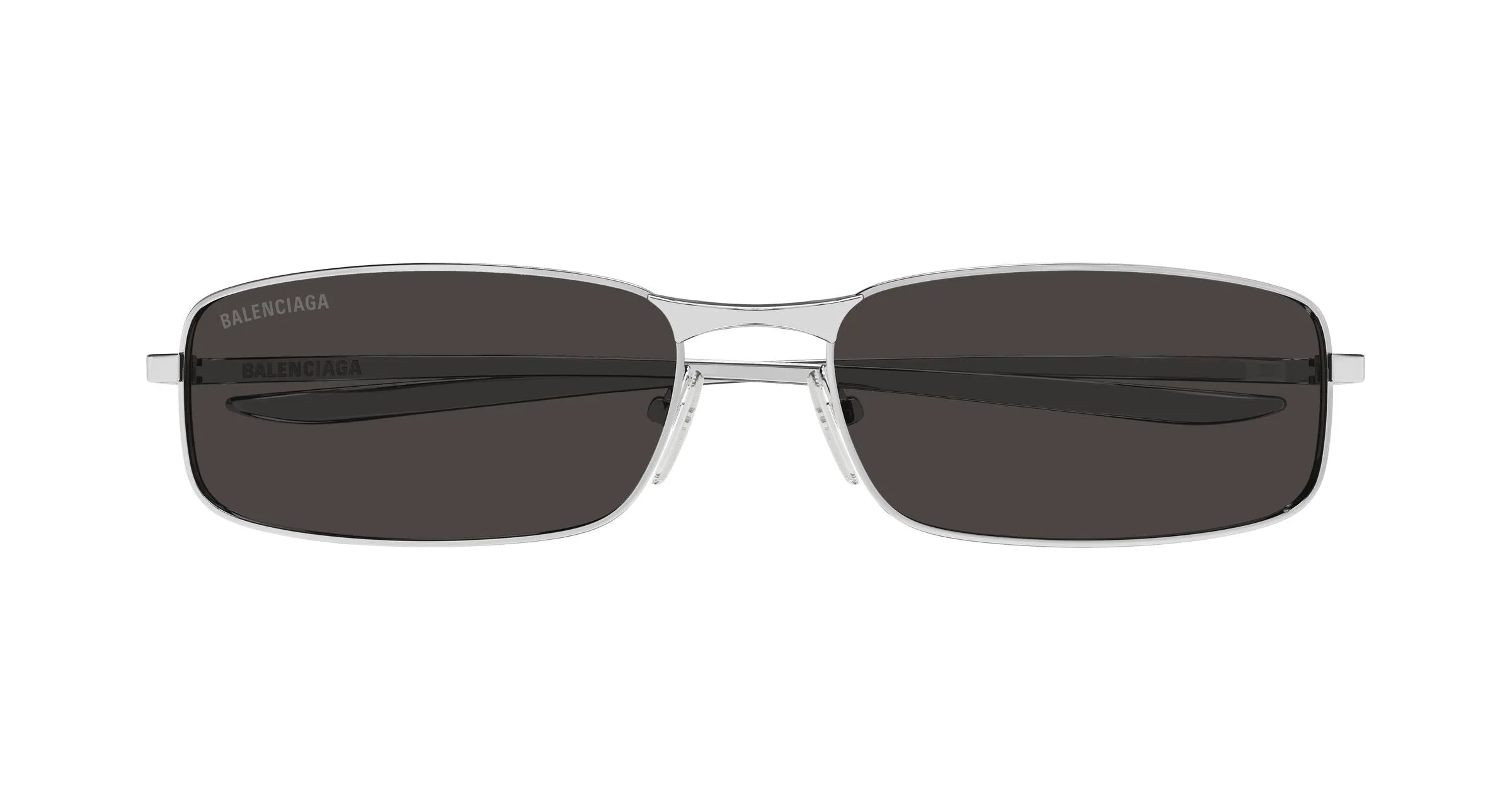 Balenciaga BB0493S 001 Occhiali da sole Metallo Argento Grigio Squadrata - immagine 2