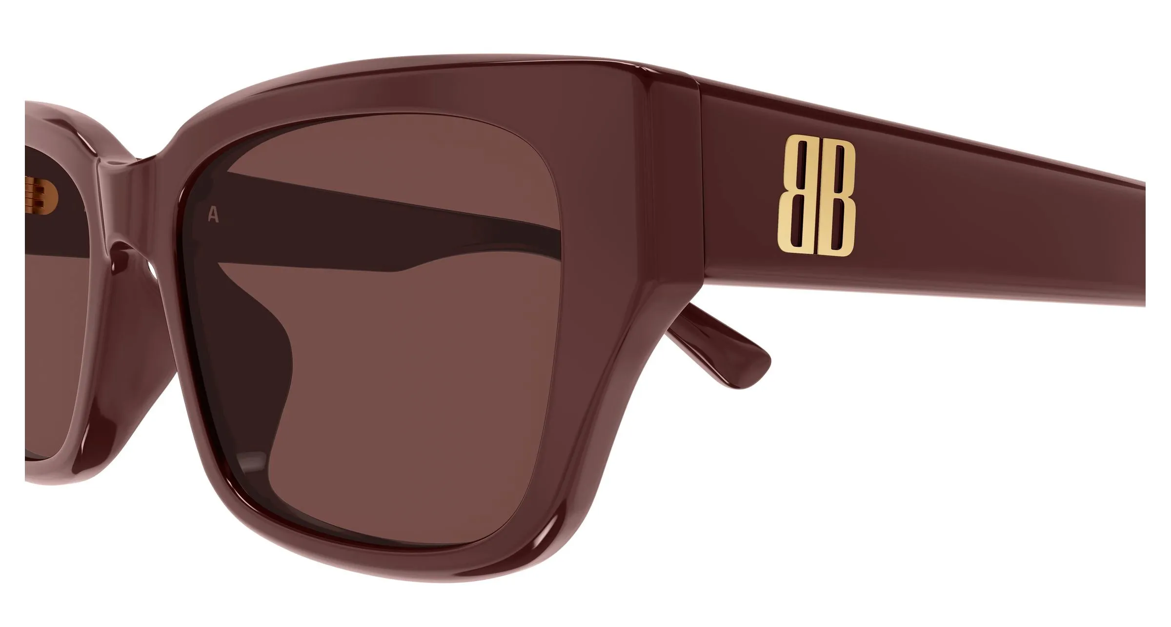 Balenciaga BB0480SK 004 Occhiali da sole Acetato Bordeaux Marrone Squadrata - immagine 3