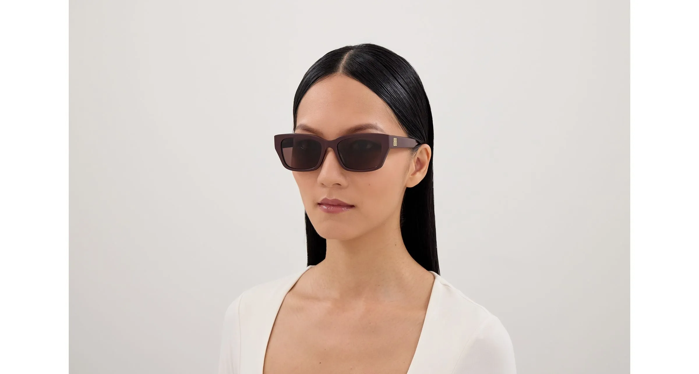 Balenciaga BB0480SK 004 Occhiali da sole Acetato Bordeaux Marrone Squadrata - immagine 4