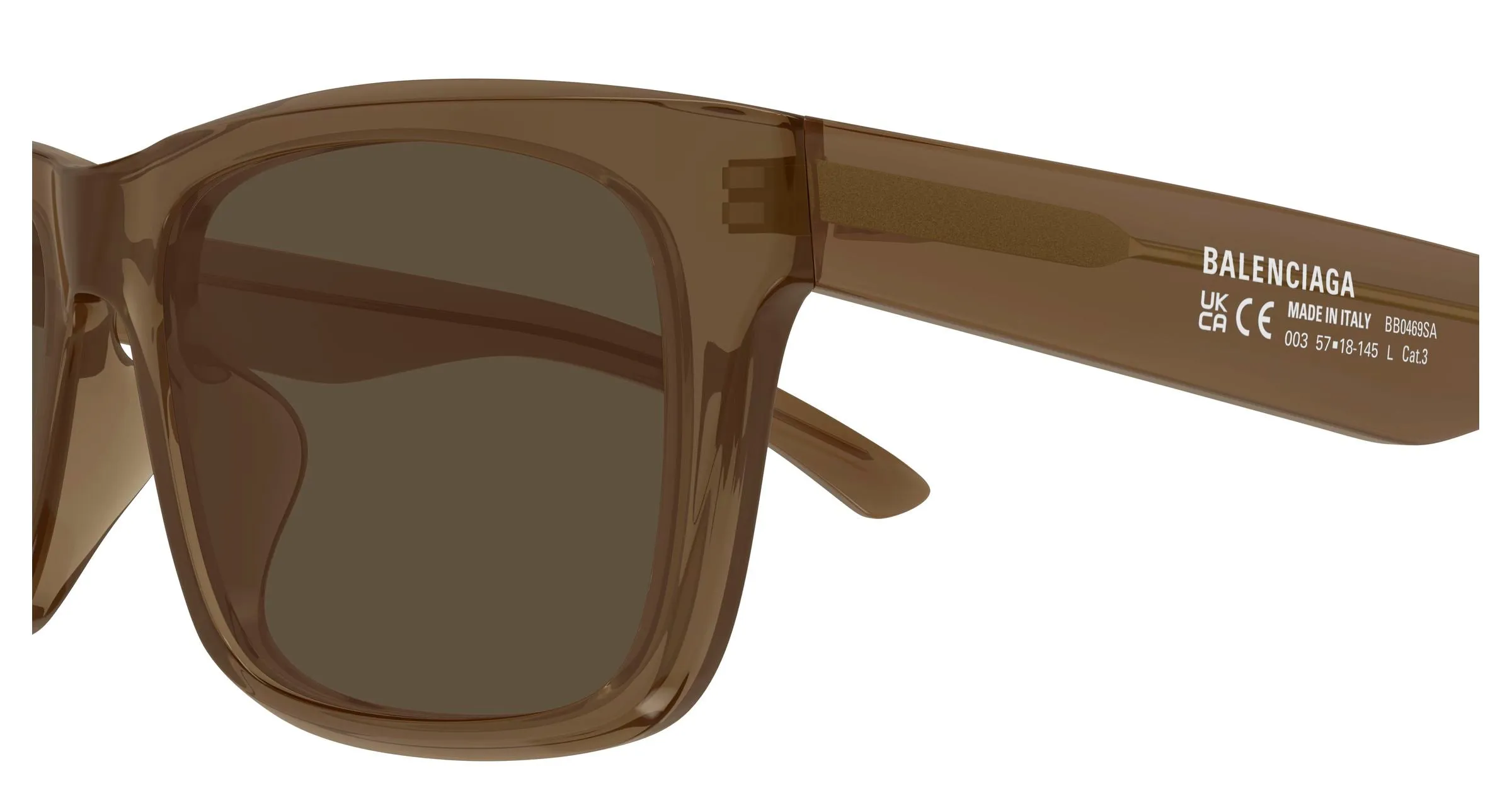 Balenciaga BB0469SA 003 Occhiali da sole Acetato Marrone Marrone Squadrata - immagine 3