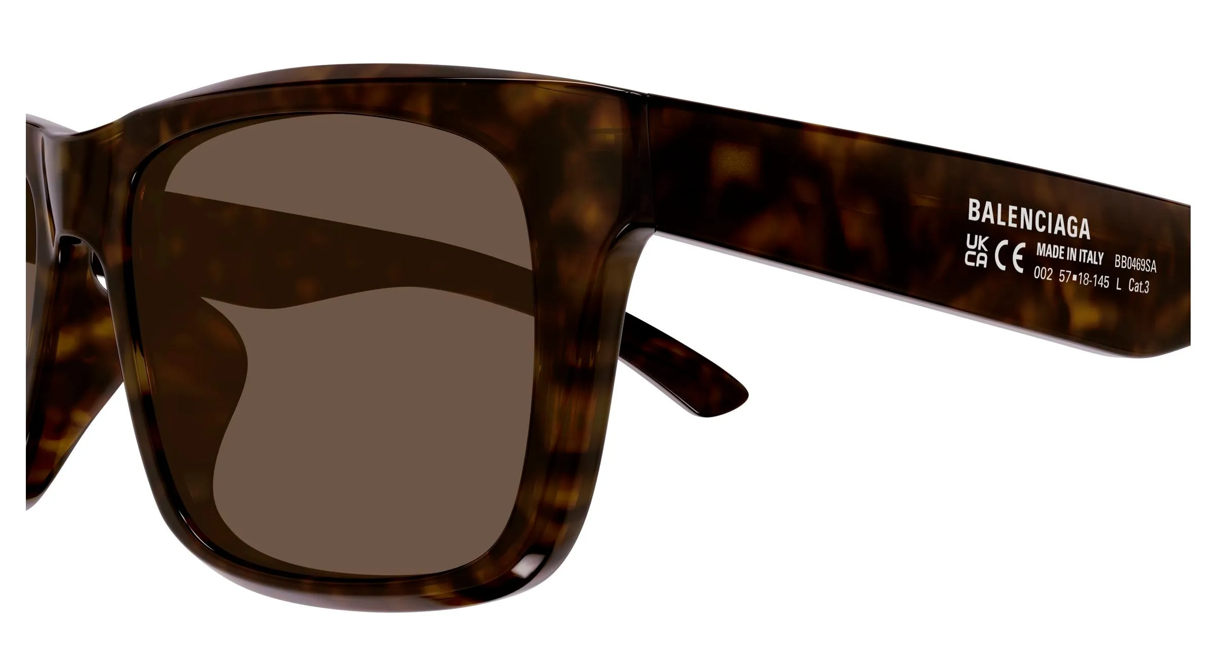 Balenciaga BB0469SA 002 Occhiali da sole Acetato Havana Marrone Squadrata - immagine 3