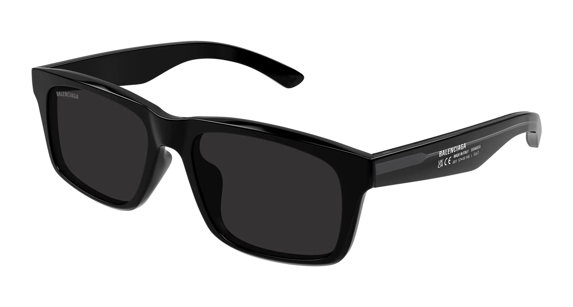 Balenciaga BB0469SA 001 Occhiali da sole Acetato Nero Grigio Squadrata - immagine 1