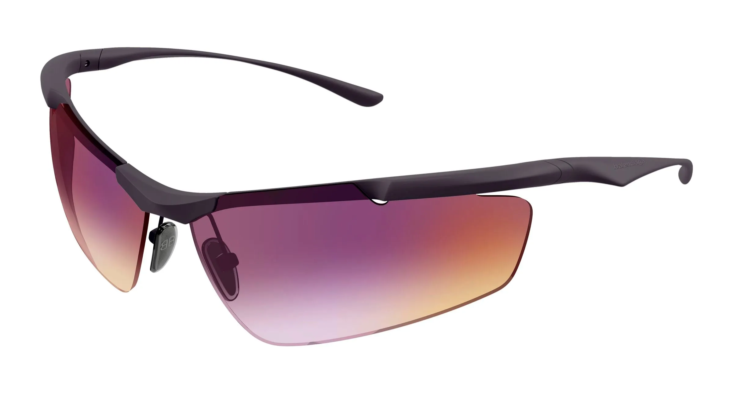 Balenciaga BB0462S 002 Occhiali da sole Metallo Rutenio Viola Geometrica - immagine 1