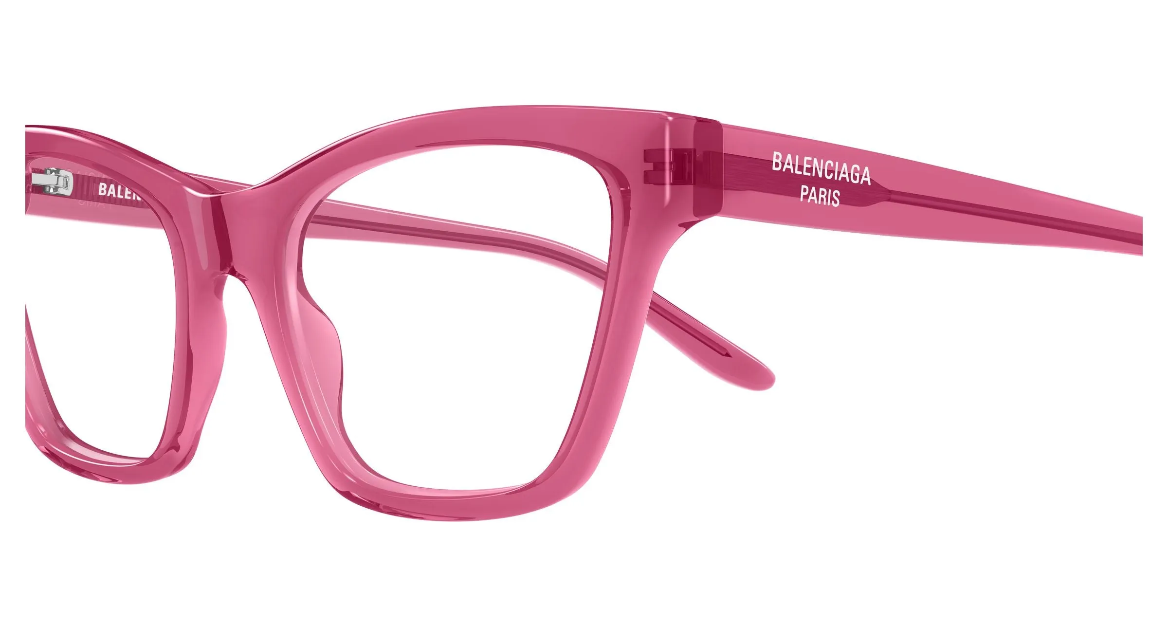 Balenciaga BB0440O 008 Montature da vista Acetato Rosa Trasparente Cat Eye - immagine 3