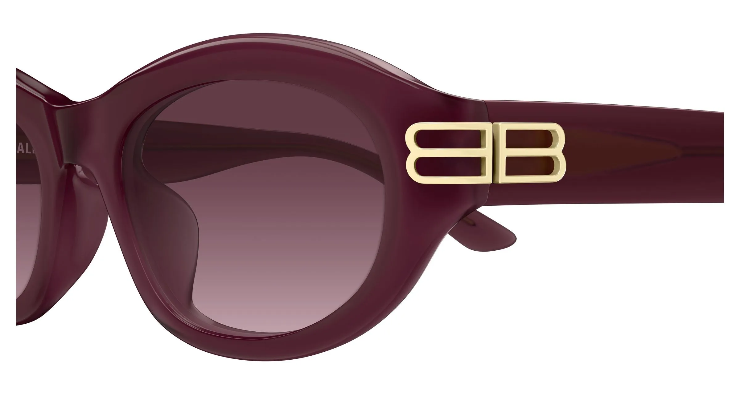 Balenciaga BB0434SK 007 Occhiali da sole Acetato Bordeaux Viola Rotonda Sfumato - immagine 3