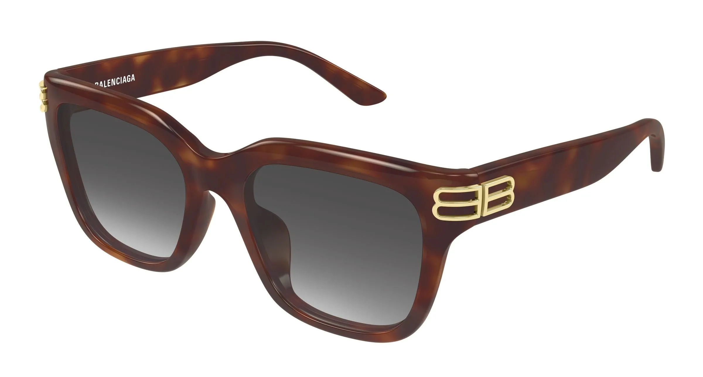 Balenciaga BB0433SK 009 Occhiali da sole Acetato Havana Fumo Squadrata Sfumato - immagine 1