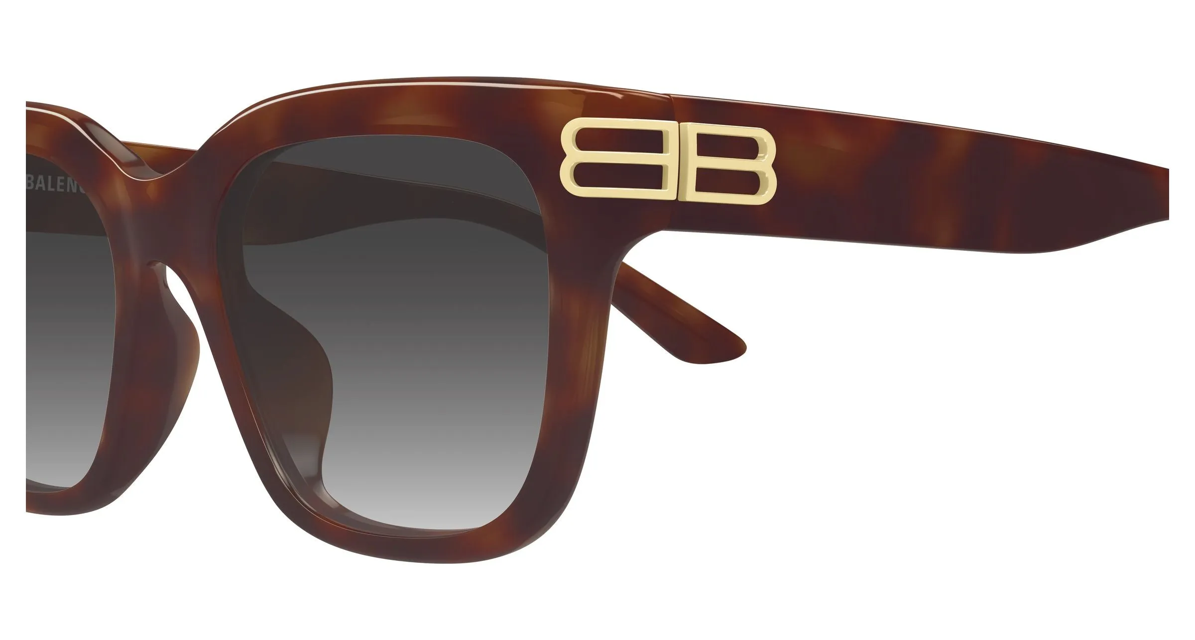 Balenciaga BB0433SK 009 Occhiali da sole Acetato Havana Fumo Squadrata Sfumato - immagine 3