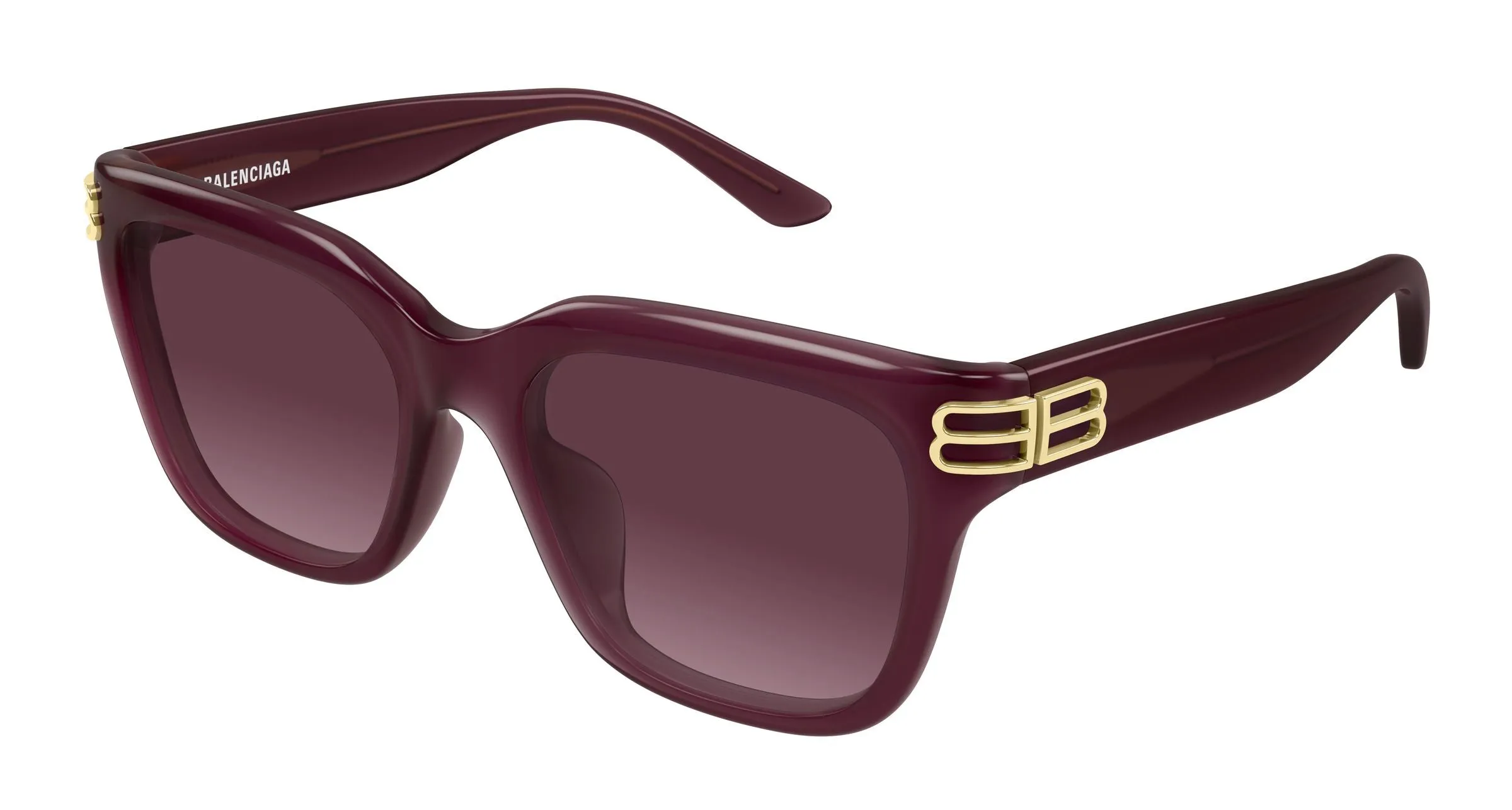 Balenciaga BB0433SK 008 Occhiali da sole Acetato Bordeaux Viola Squadrata Sfumato - immagine 1