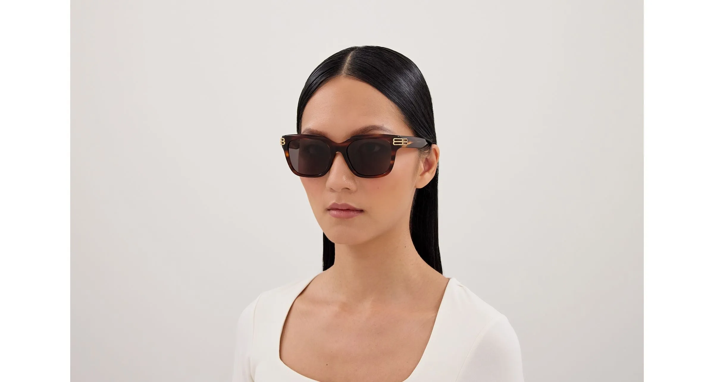 Balenciaga BB0433SK 007 Occhiali da sole Acetato Marrone Grigio Squadrata - immagine 4