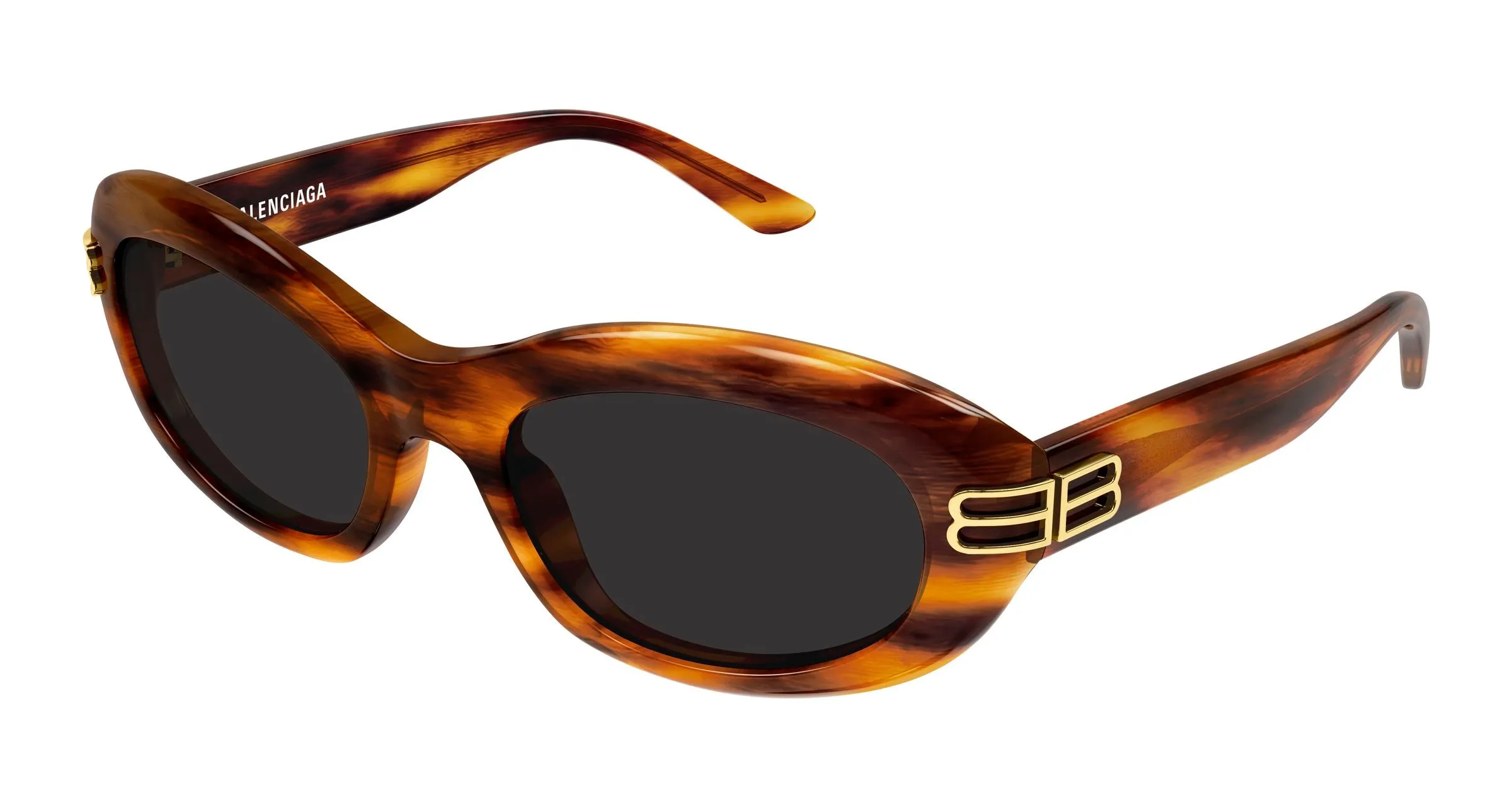 Balenciaga BB0431S 007 Occhiali da sole Acetato Marrone Grigio Rotonda - immagine 1