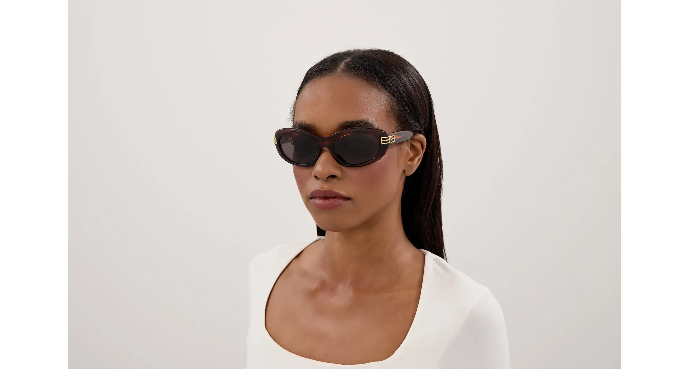 Balenciaga BB0431S 007 Occhiali da sole Acetato Marrone Grigio Rotonda - immagine 4