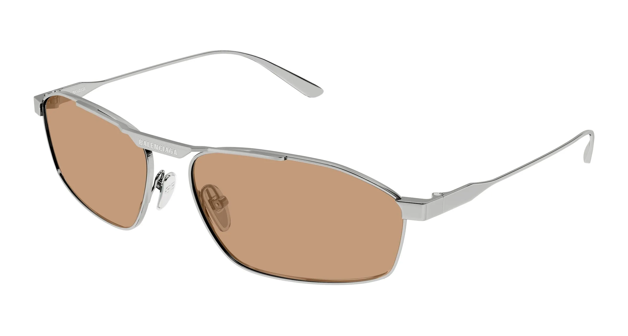 Balenciaga BB0416S 006 Occhiali da sole Metallo Rutenio Marrone Pilot - immagine 1