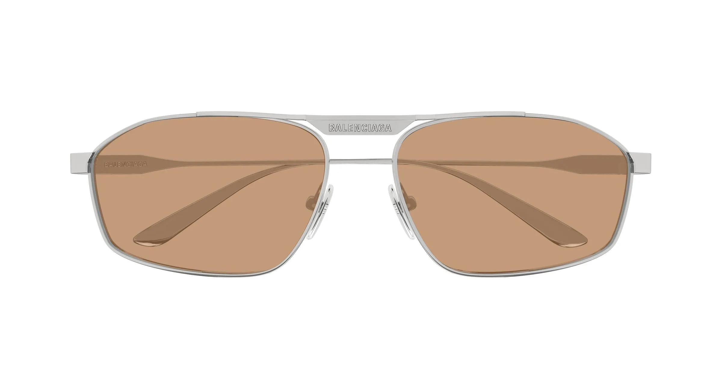 Balenciaga BB0416S 006 Occhiali da sole Metallo Rutenio Marrone Pilot - immagine 2