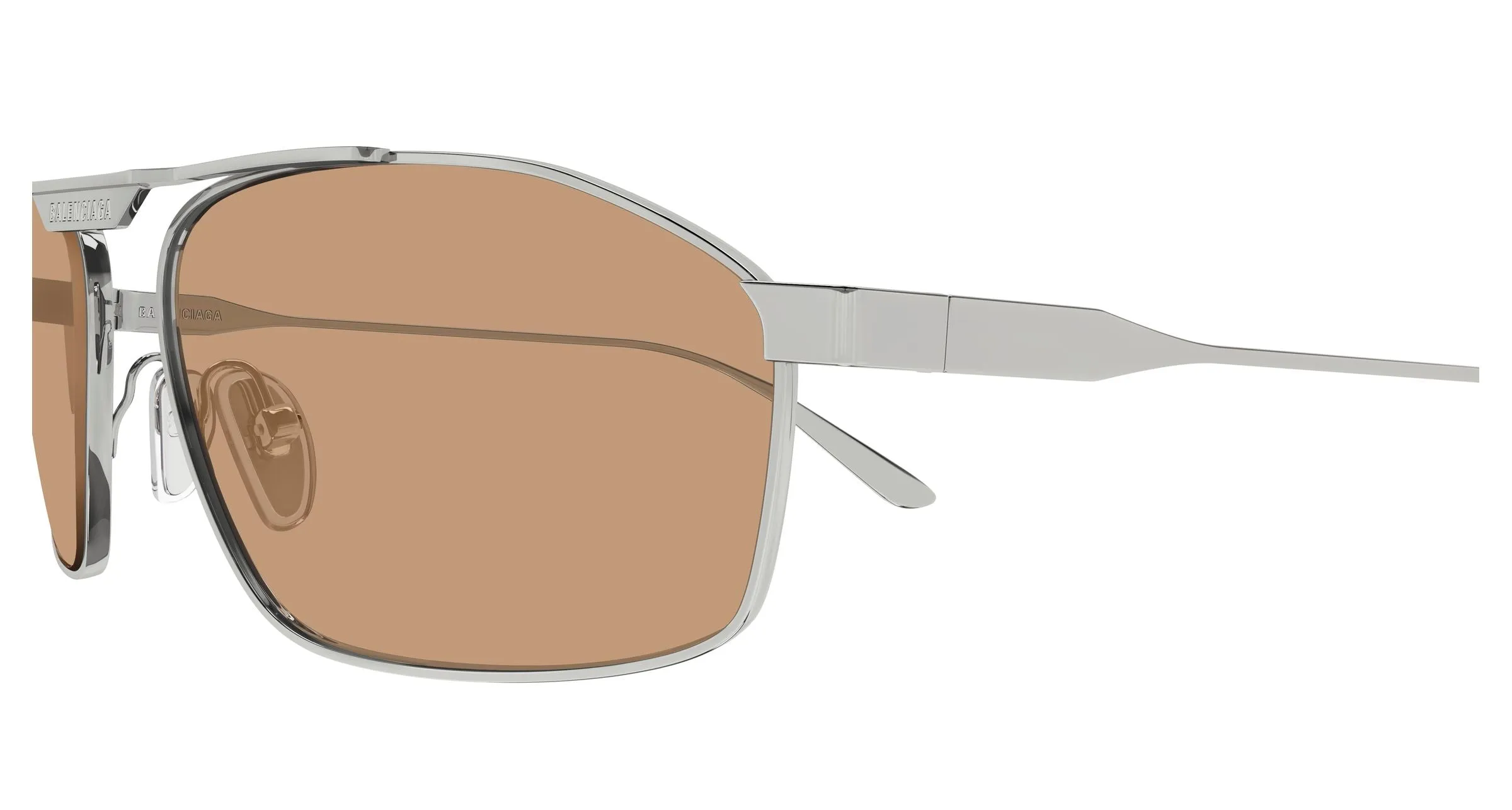Balenciaga BB0416S 006 Occhiali da sole Metallo Rutenio Marrone Pilot - immagine 3
