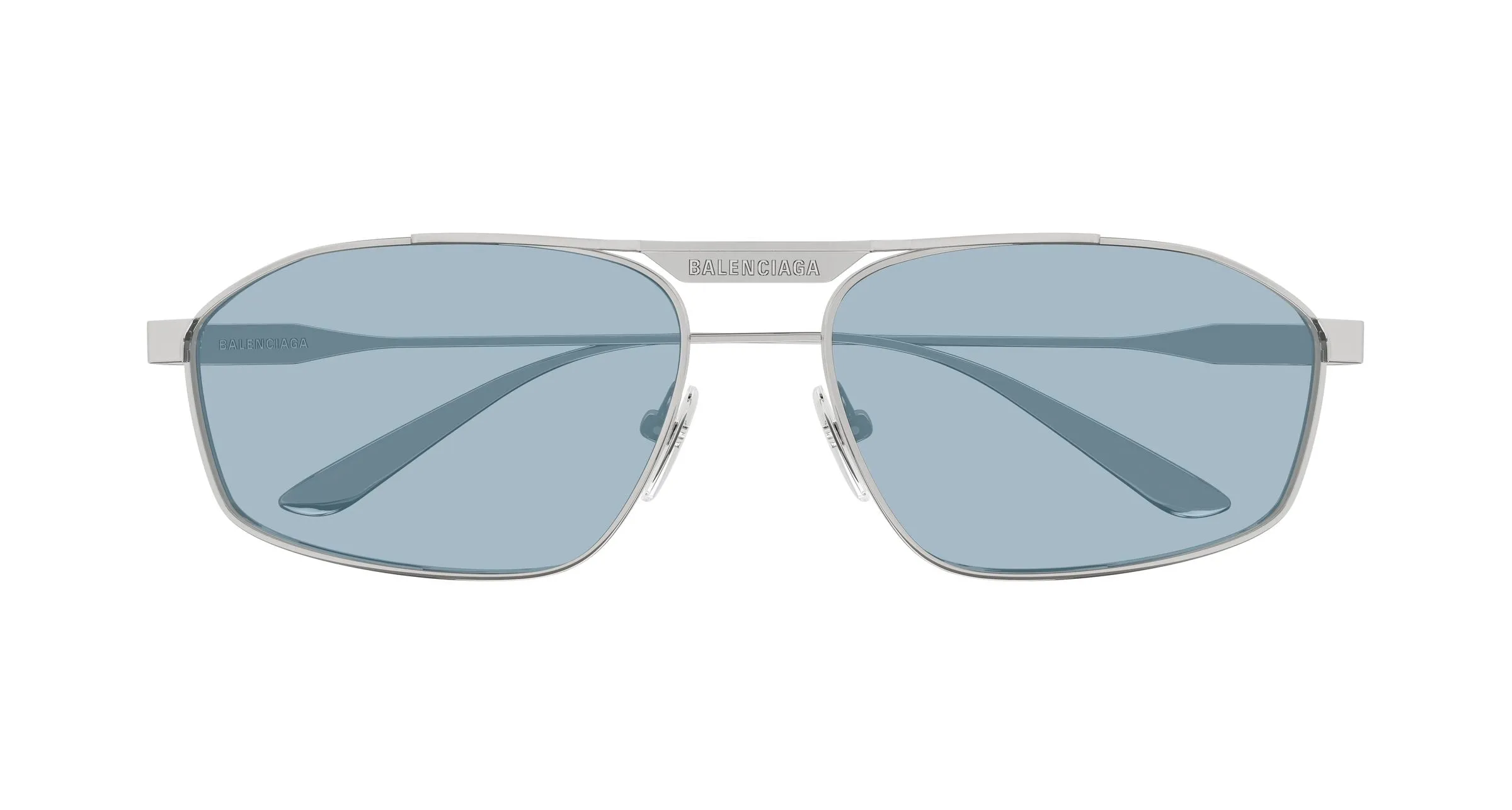 Balenciaga BB0416S 005 Occhiali da sole Metallo Rutenio Azzurro Pilot - immagine 2
