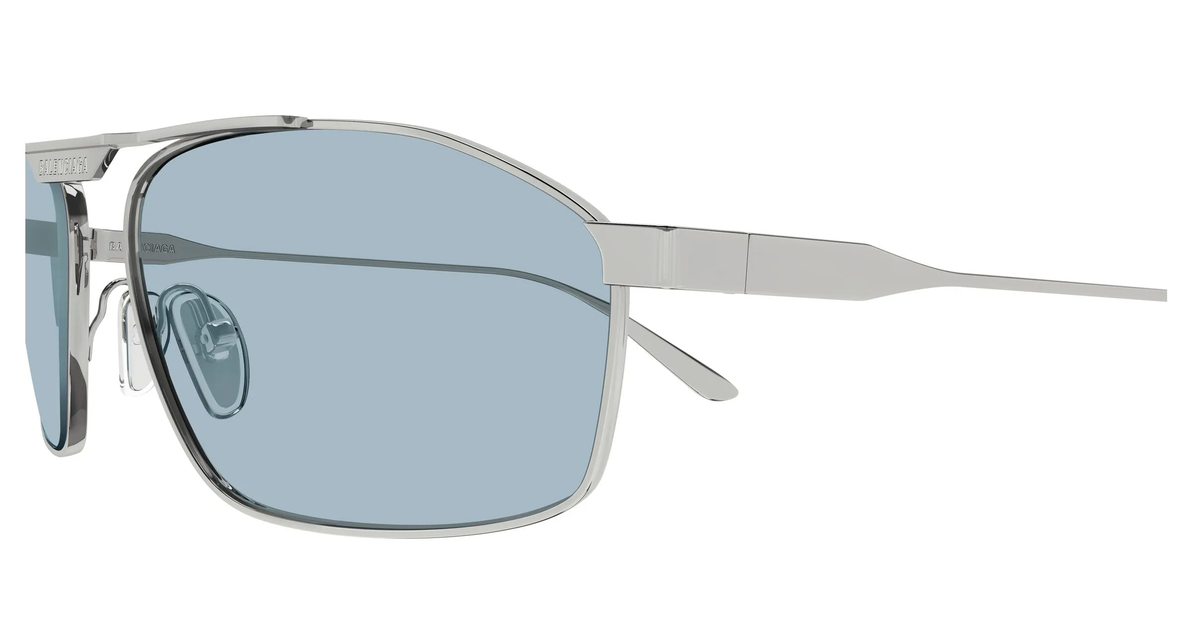 Balenciaga BB0416S 005 Occhiali da sole Metallo Rutenio Azzurro Pilot - immagine 3