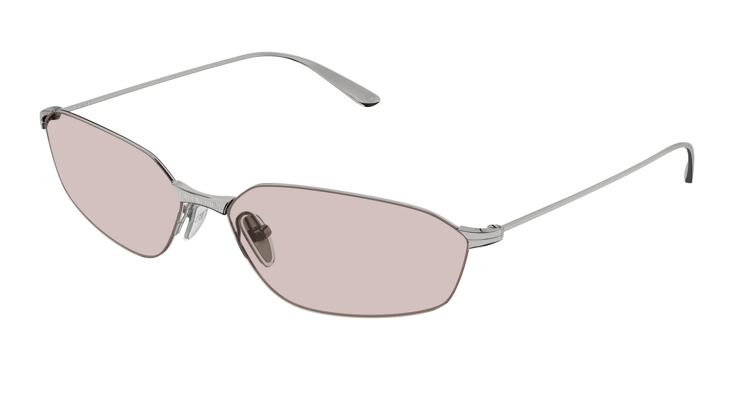 Balenciaga BB0412S 006 Occhiali da sole Metallo Rutenio Rosa Geometrica - immagine 1