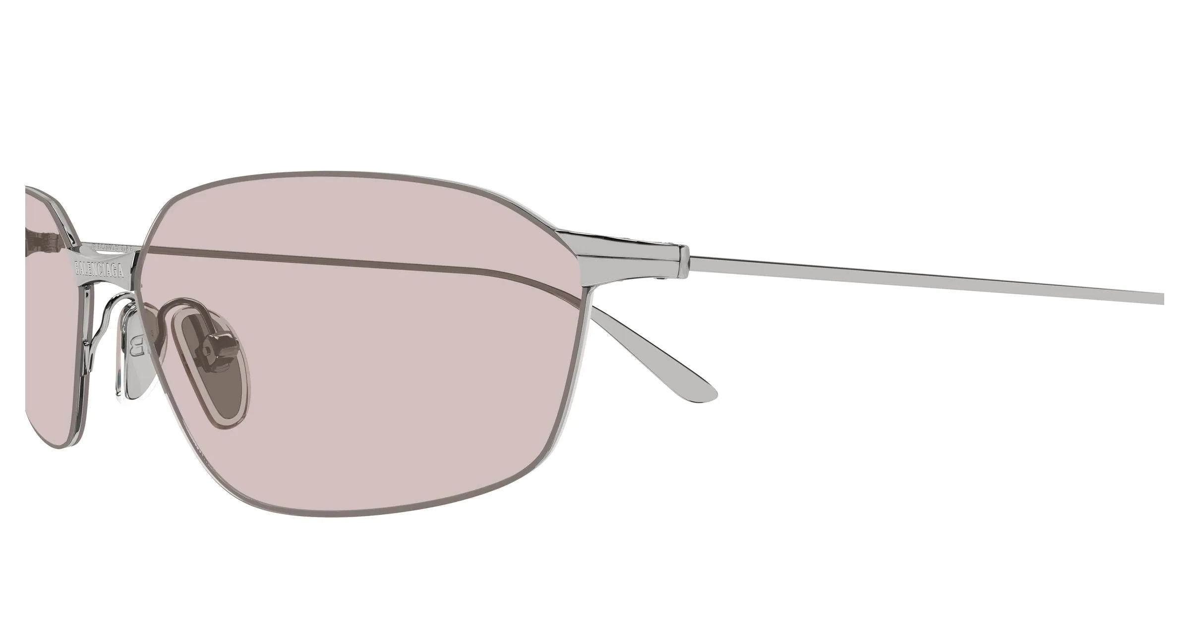 Balenciaga BB0412S 006 Occhiali da sole Metallo Rutenio Rosa Geometrica - immagine 3