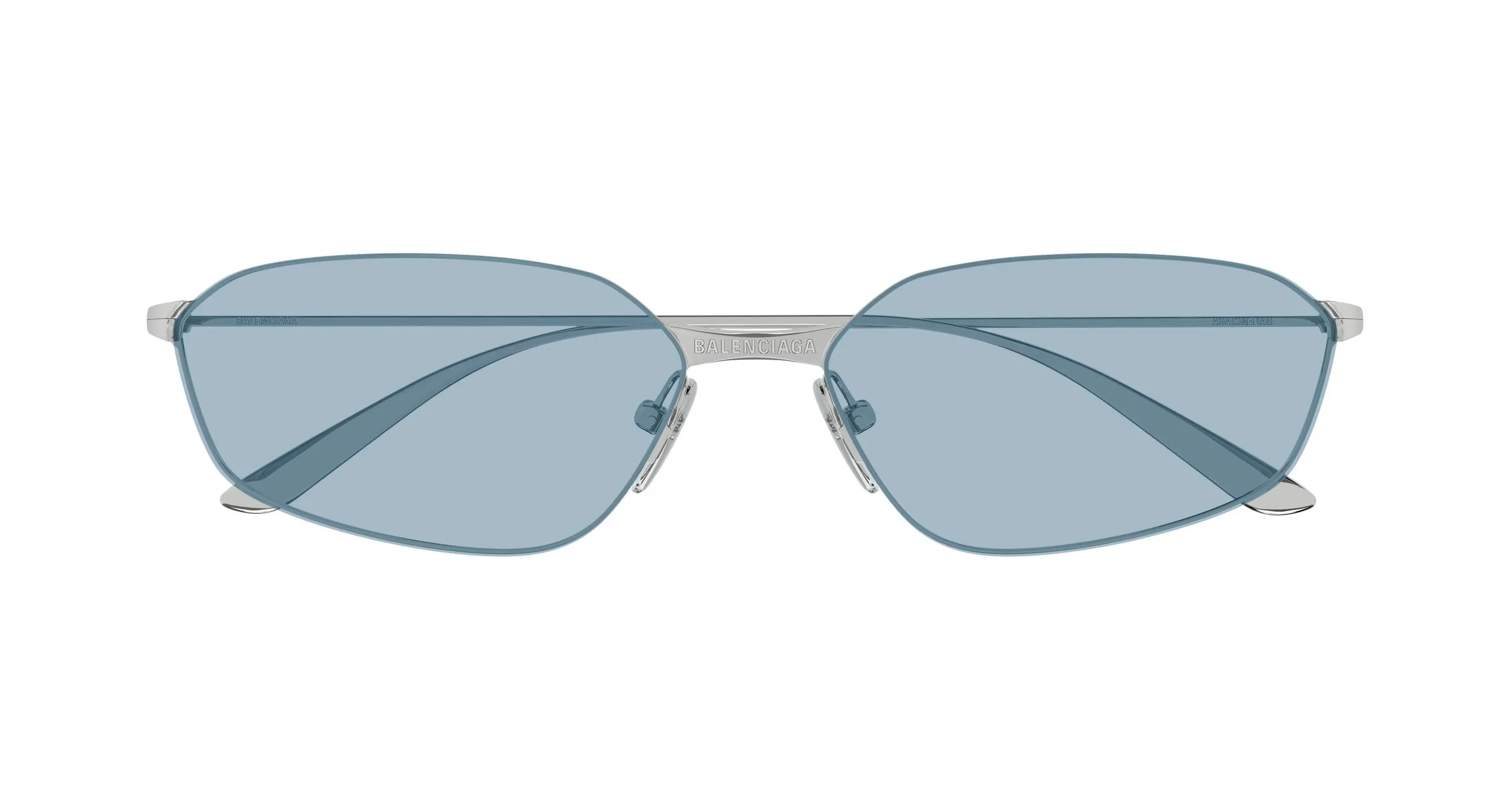 Balenciaga BB0412S 005 Occhiali da sole Metallo Rutenio Azzurro Geometrica - immagine 2