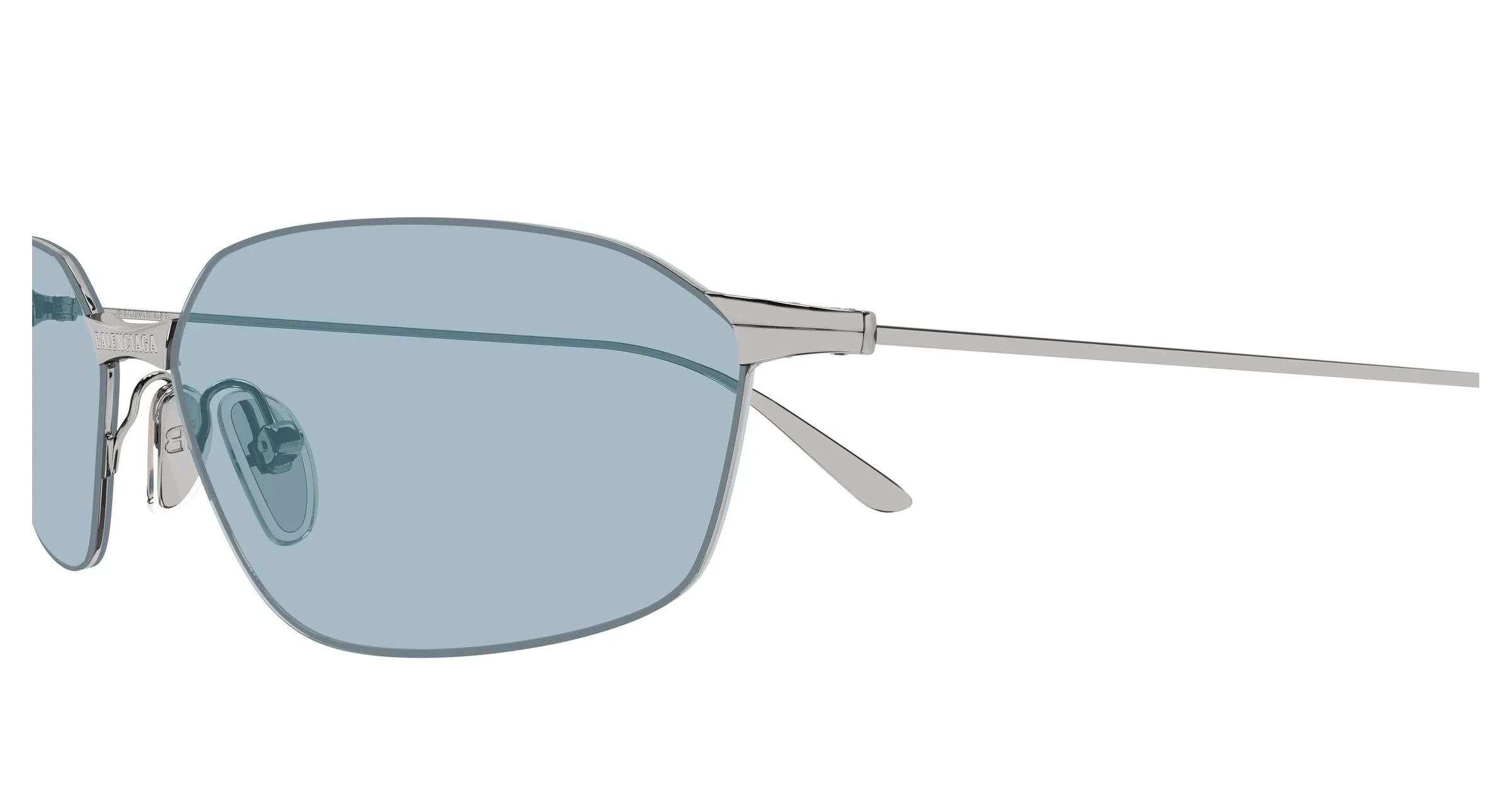 Balenciaga BB0412S 005 Occhiali da sole Metallo Rutenio Azzurro Geometrica - immagine 3