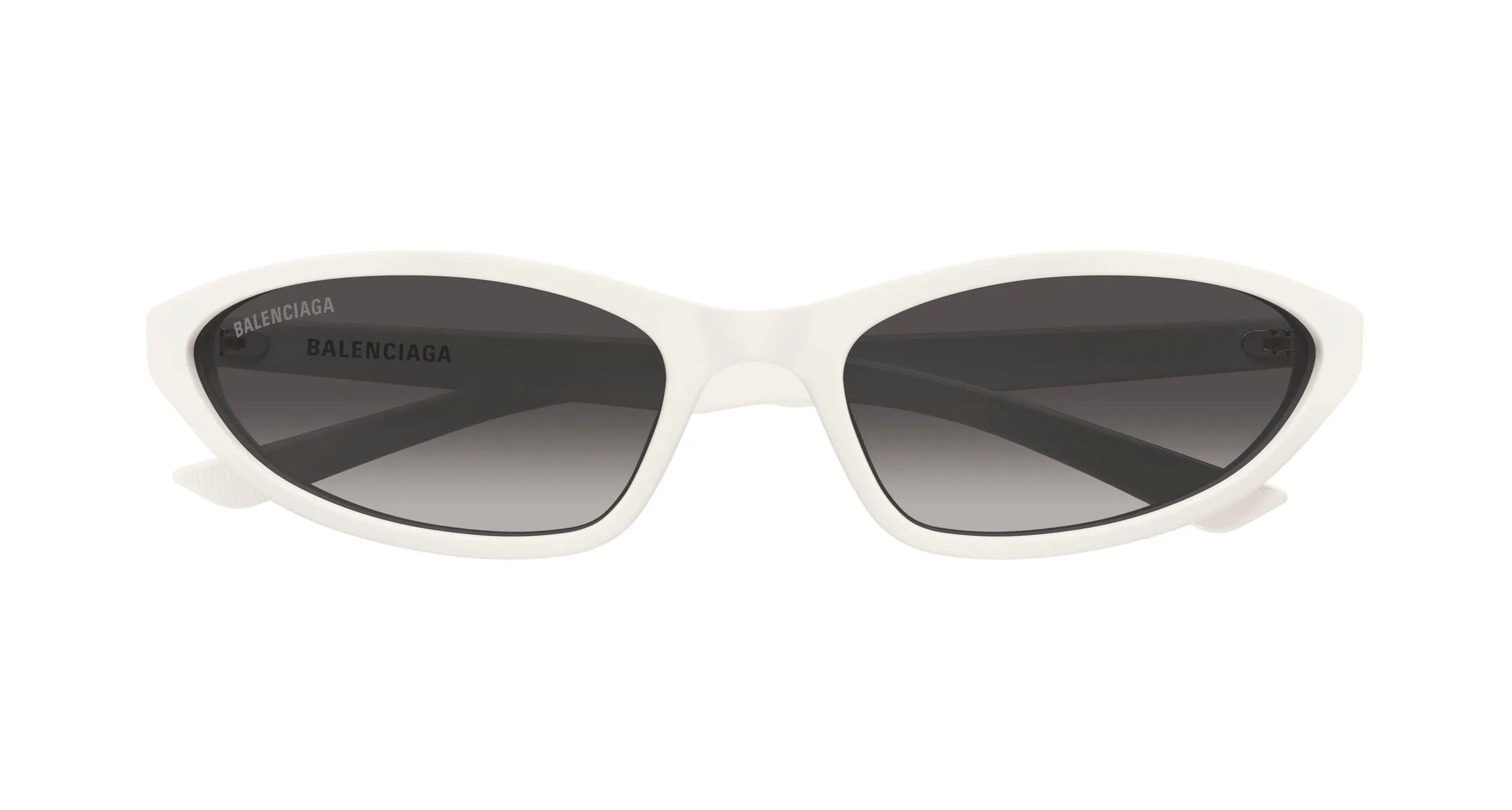Balenciaga BB0402S 006 Occhiali da sole Acetato Bianco Grigio Rotonda Sfumato - immagine 2
