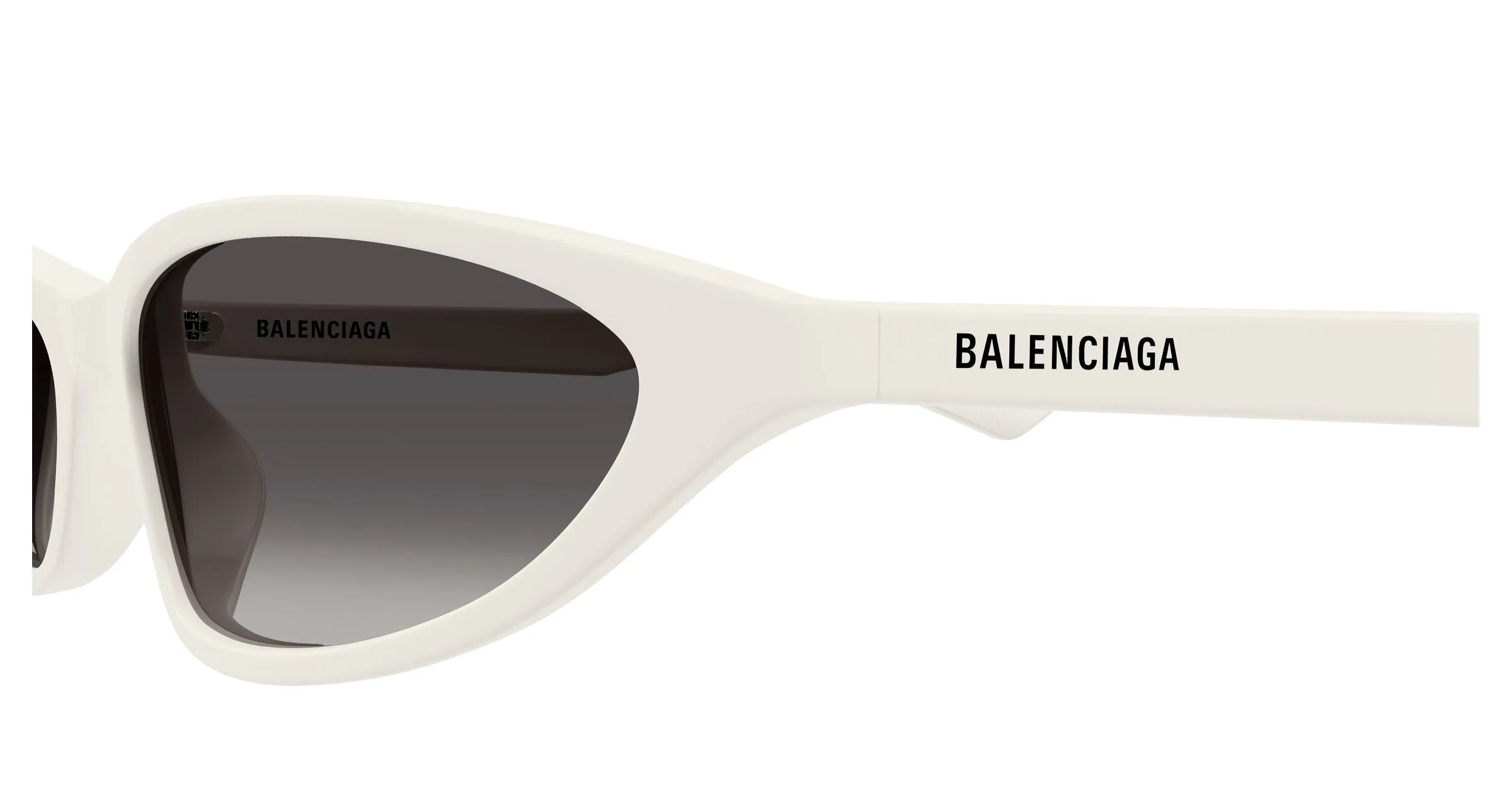 Balenciaga BB0402S 006 Occhiali da sole Acetato Bianco Grigio Rotonda Sfumato - immagine 3