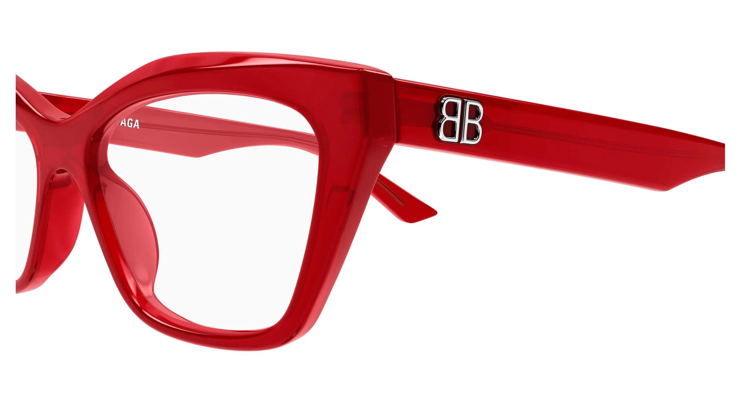 Balenciaga BB0342O 019 Montature da vista Acetato Rosso Trasparente Cat Eye - immagine 3